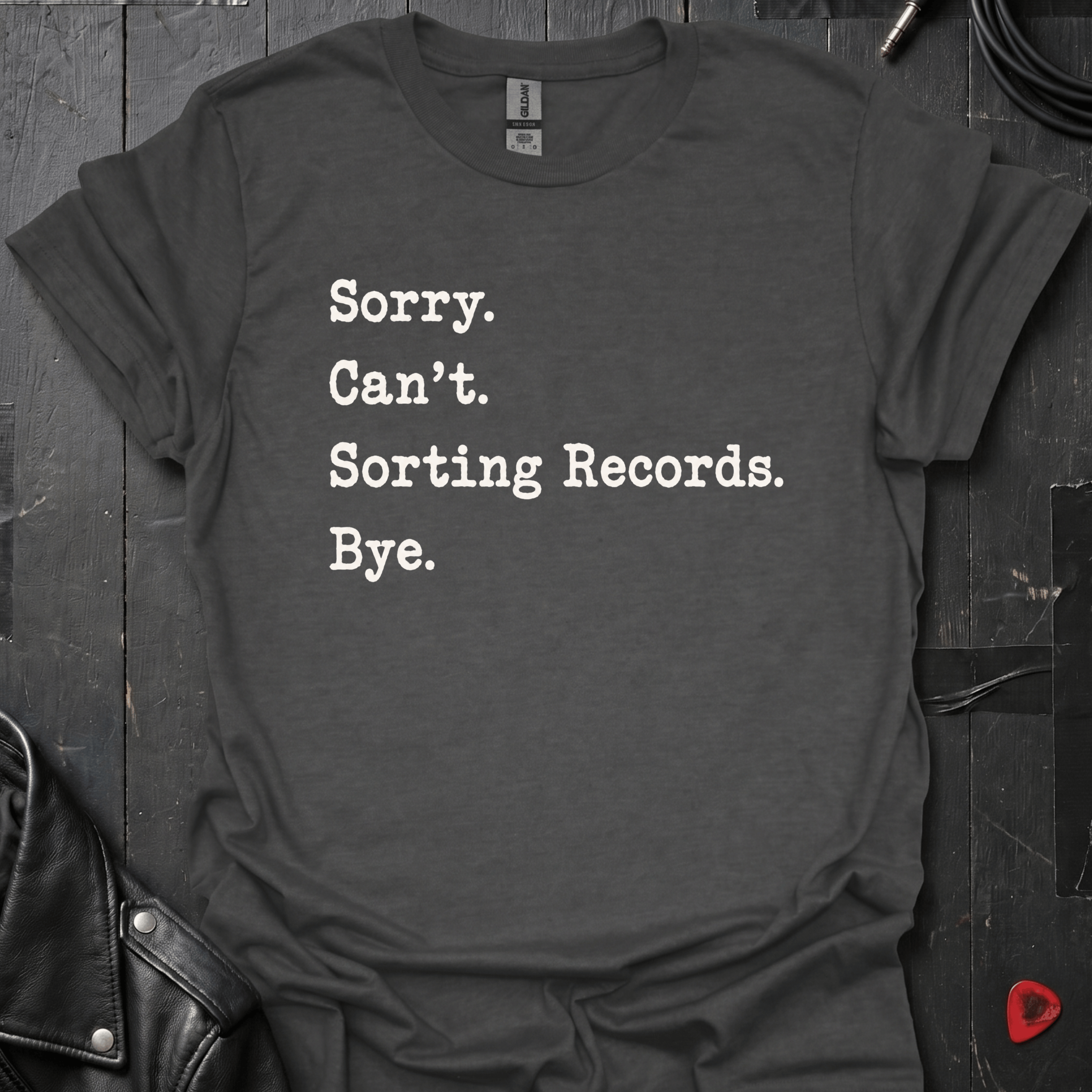 Sorting Records T-Shirt | Funny Vinyl Lover Tee - Dark Heather - T-Shirt
