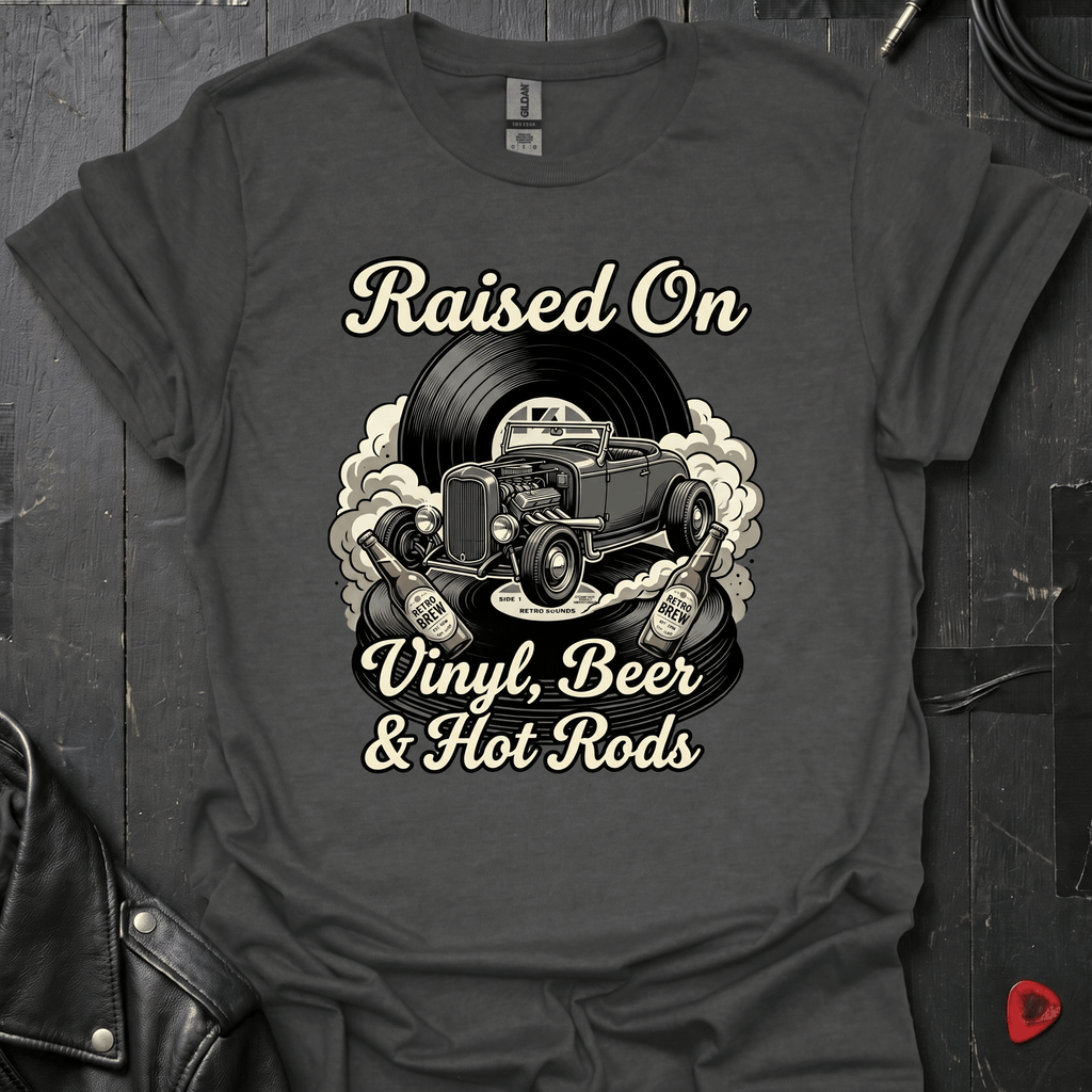Vinyl & Hot Rods T-Shirt - Dark Heather - T-Shirt