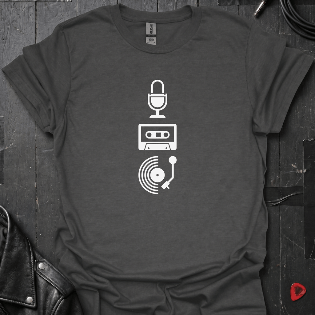 Recorded History T-Shirt | Retro Music Lover Tee - Dark Heather - T-Shirt