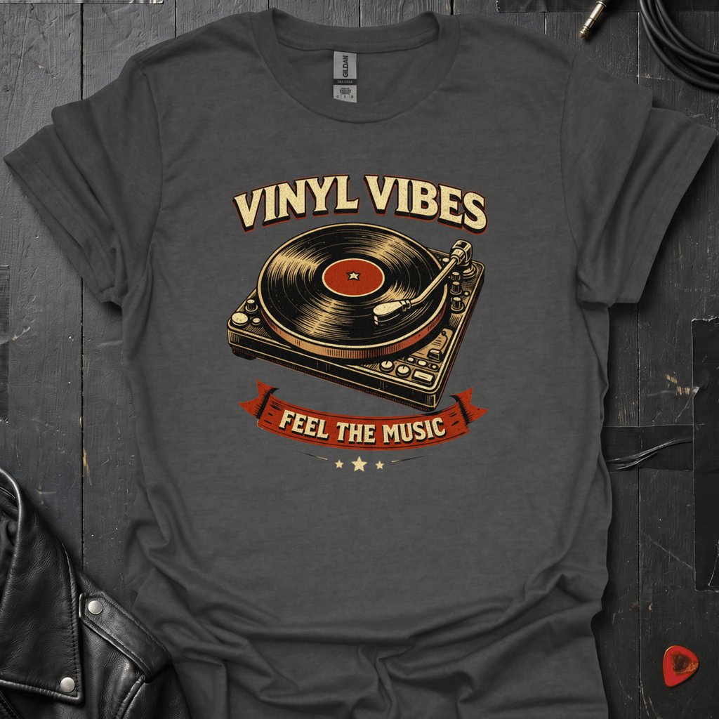 Vinyl Vibes T-Shirt - Dark Heather - T-Shirt
