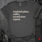 Weekend Plans T-Shirt | Vinyl Lover Coffee Tee - Dark Heather - T-Shirt