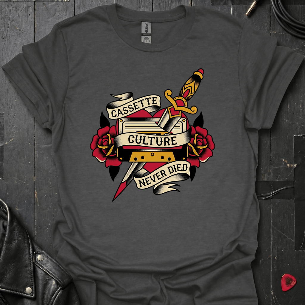 Cassette Culture Never Died T-Shirt - Dark Heather - T-Shirt