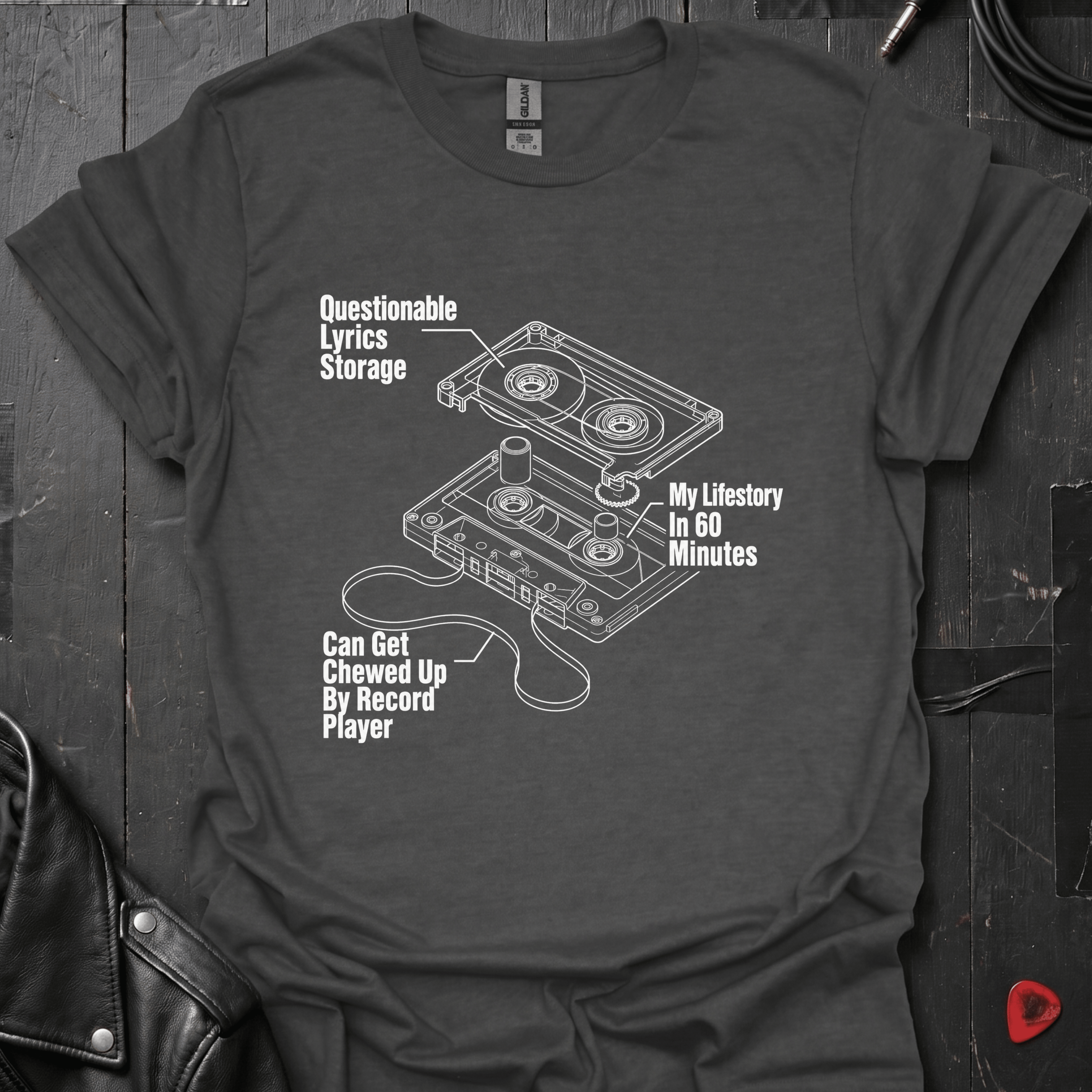 Cassette Tape Diagram T-Shirt - Dark Heather - T-Shirt