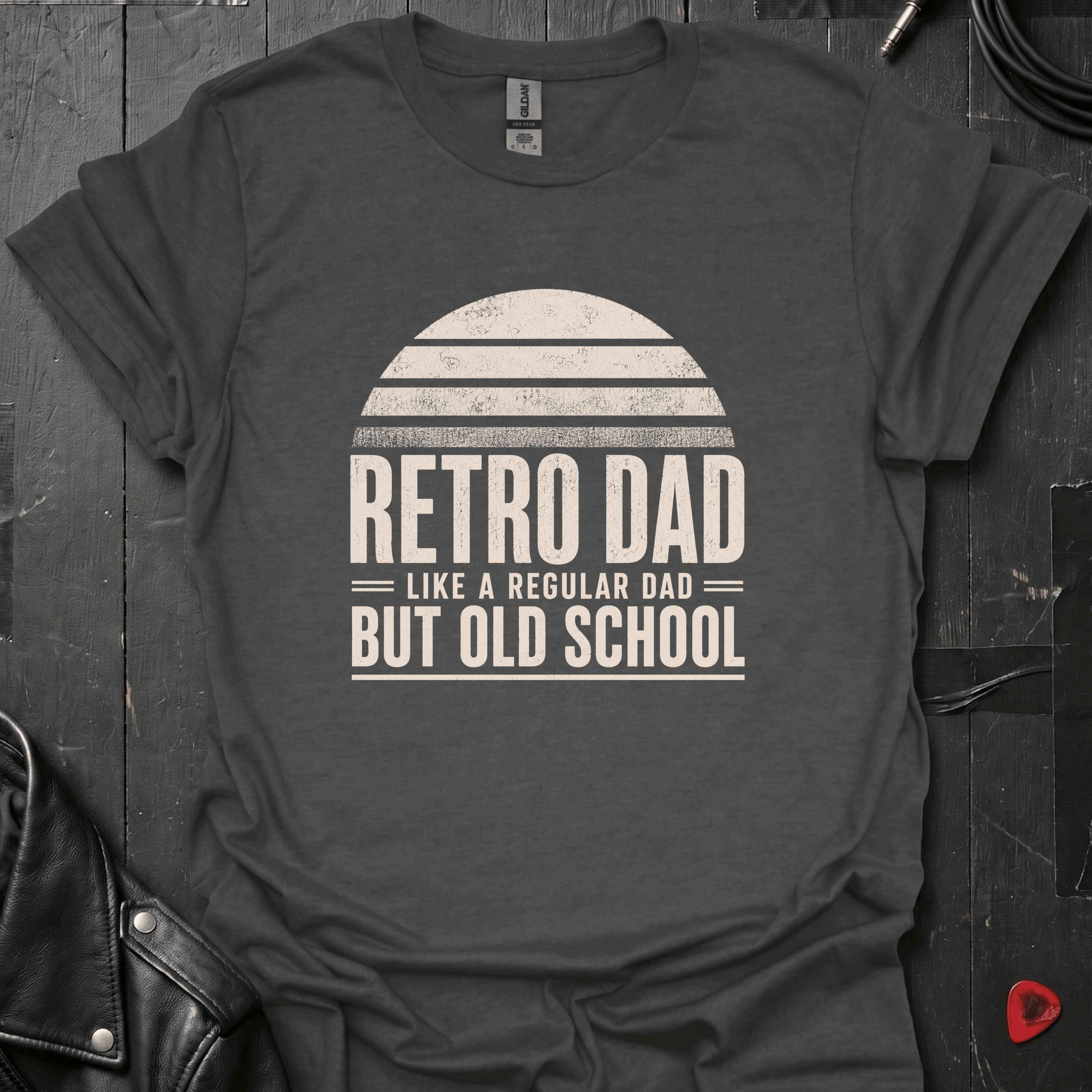 Retro Dad T-Shirt | Old School Dad Music Tee - Dark Heather - T-Shirt