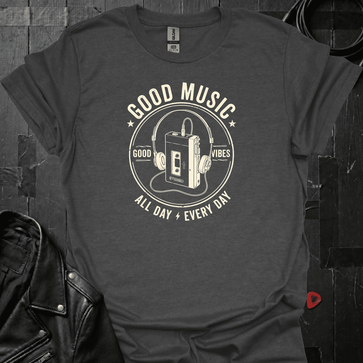 Good Music All Day T-Shirt - Dark Heather - T-Shirt