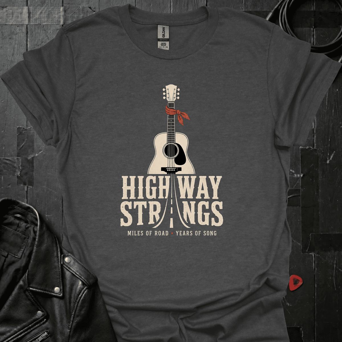 Highway Strings T-Shirt - Dark Heather - T-Shirt