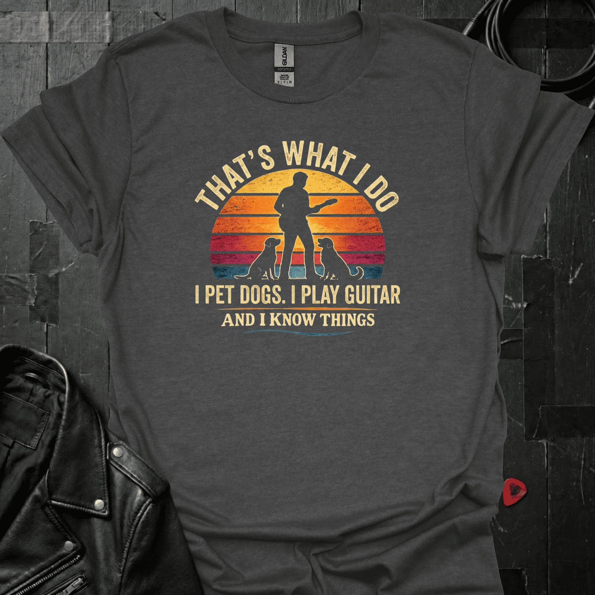 I Play Guitar And Know Things T-Shirt - Dark Heather - T-Shirt