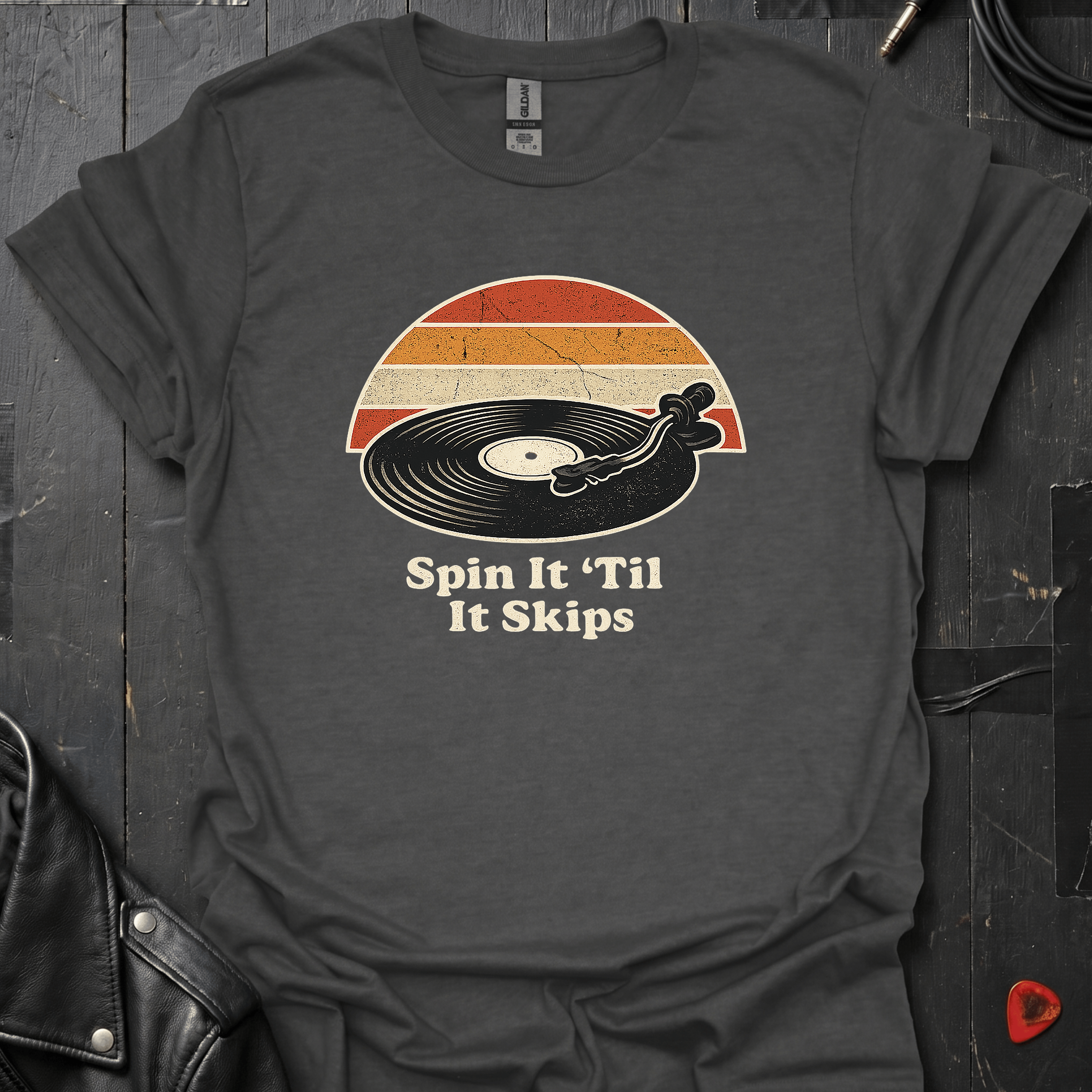 Spin It 'Til It Skips T-Shirt - Dark Heather - T-Shirt