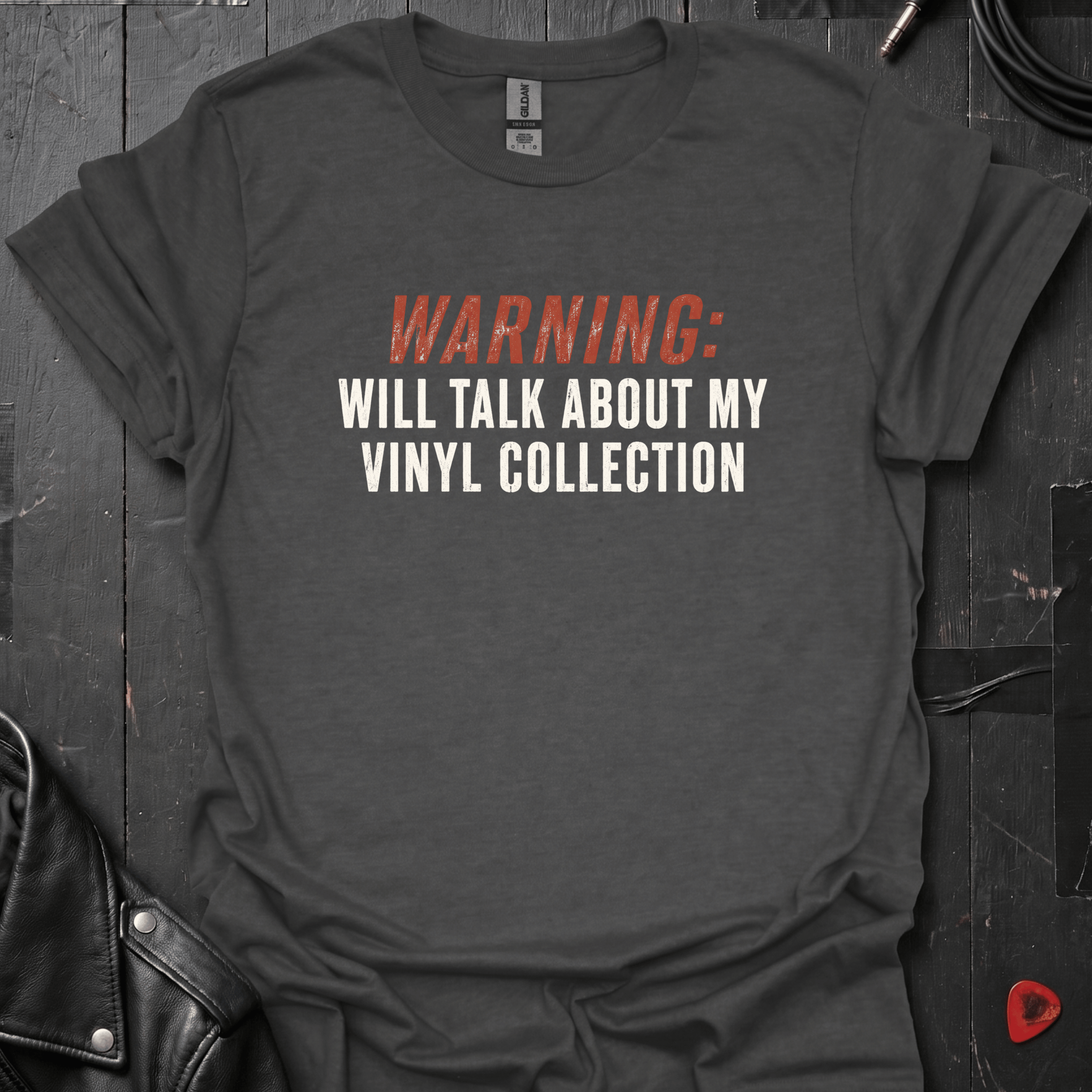 Vinyl Talk Warning T-Shirt - Dark Heather - T-Shirt