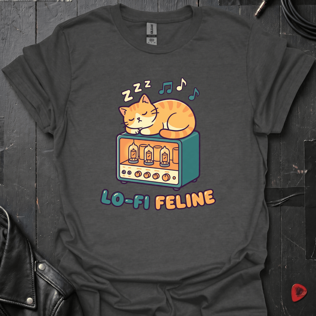 Lo - Fi Feline T-Shirt - Dark Heather - T-Shirt