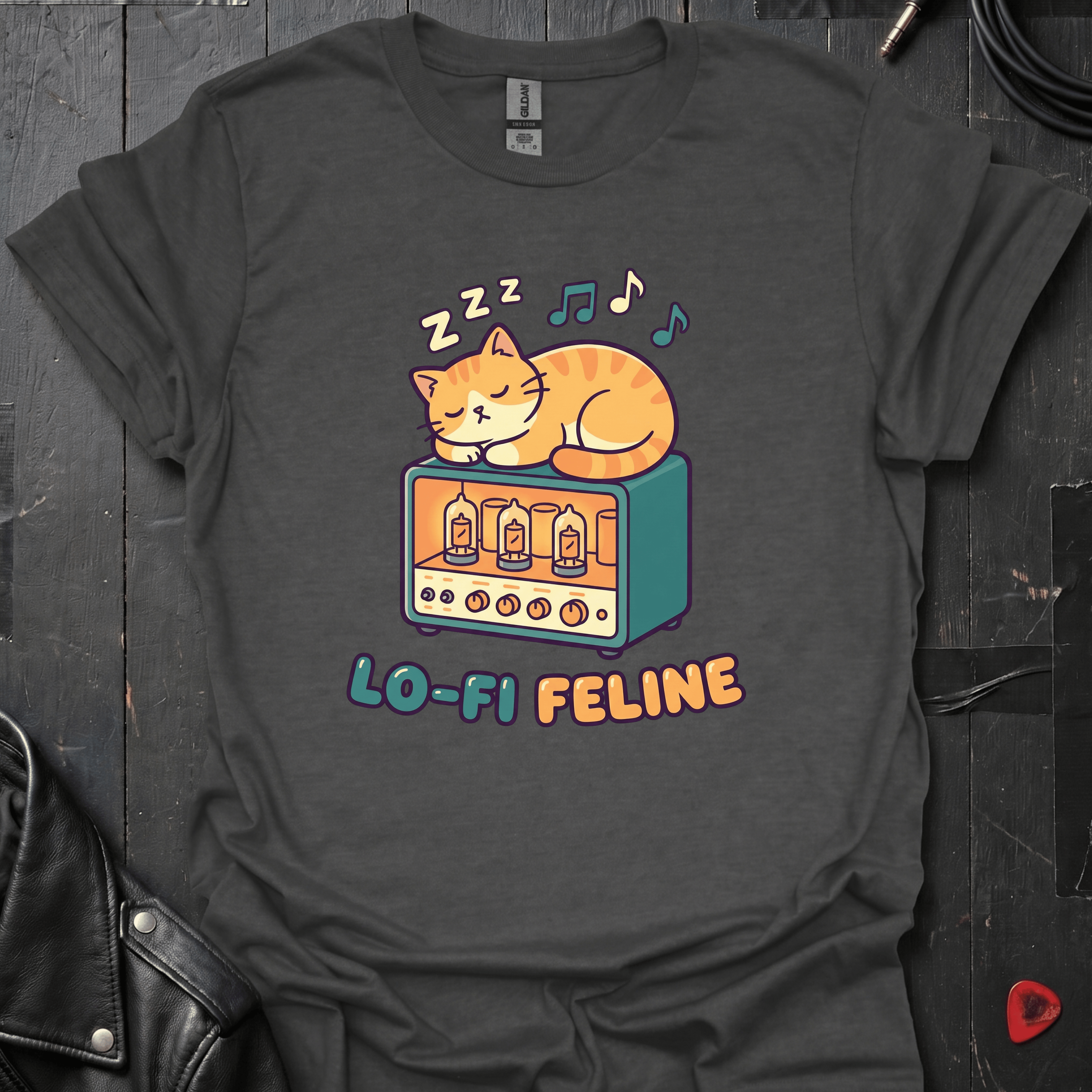 Lo - Fi Feline T-Shirt - Dark Heather - T-Shirt