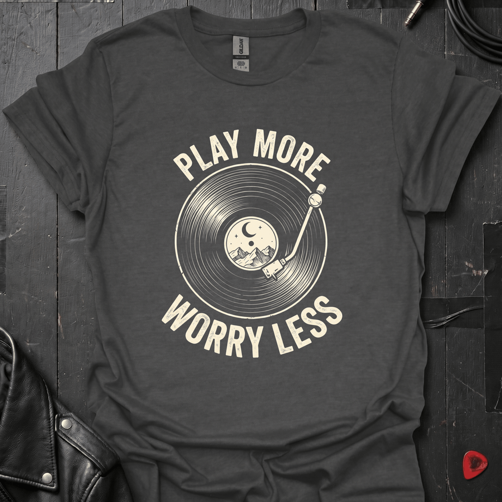 Play More Worry Less T-Shirt - Dark Heather - T-Shirt