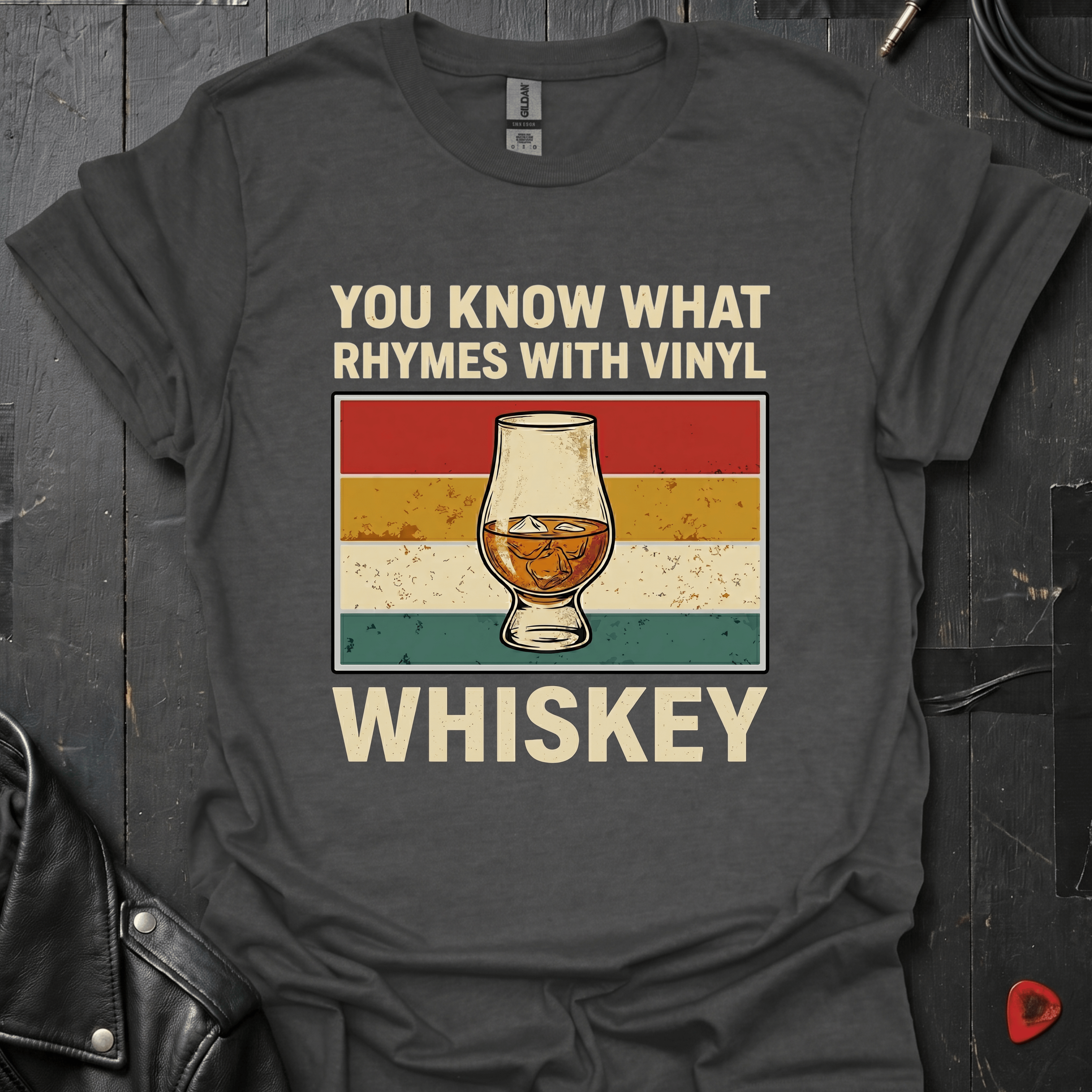 Rhymes With Vinyl T-Shirt - Dark Heather - T-Shirt
