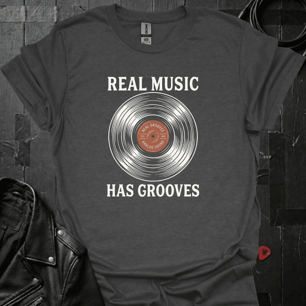 Real Music Has Grooves T-Shirt - Dark Heather - T-Shirt