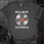 Real Music Has Grooves T-Shirt - Dark Heather - T-Shirt