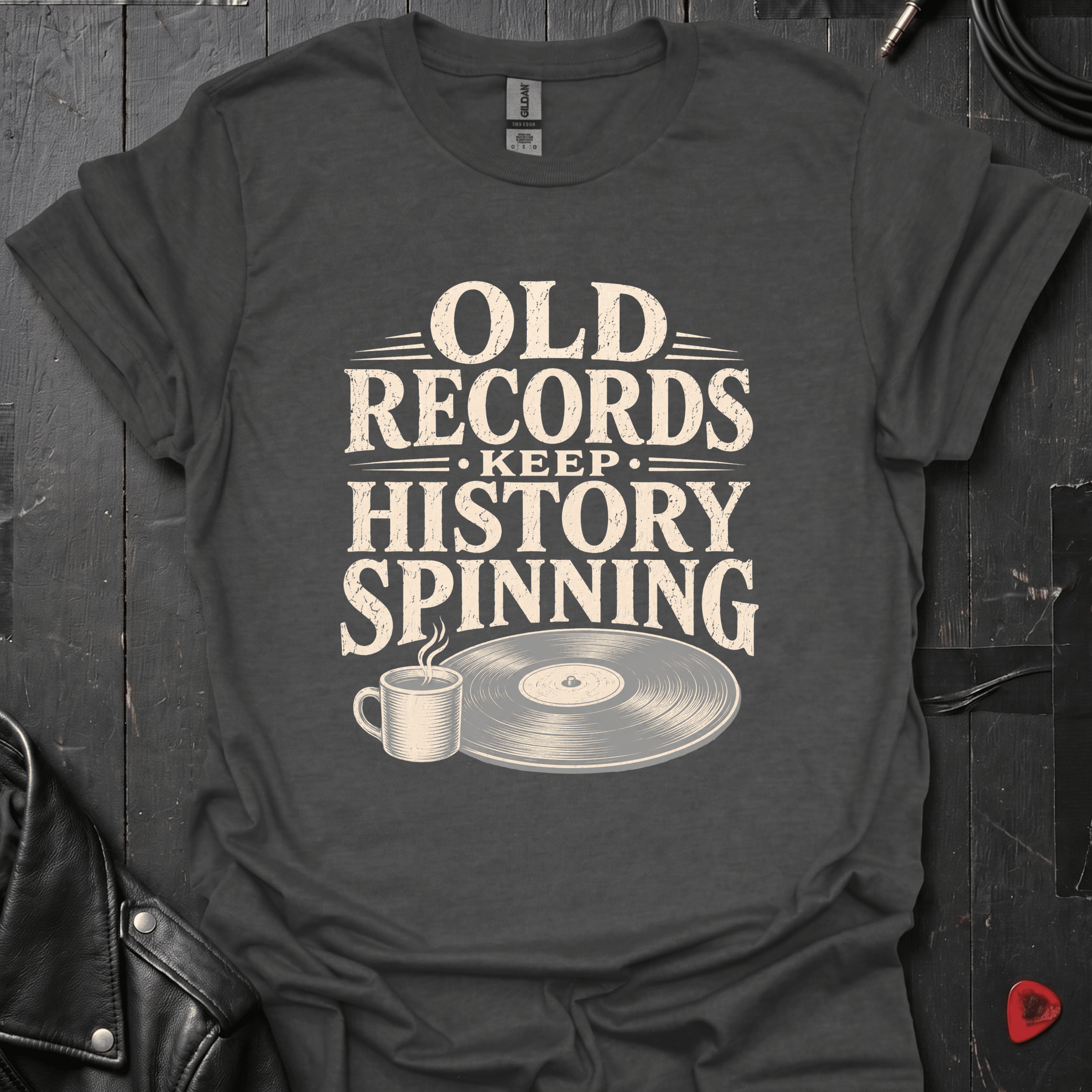 History On Vinyl T-Shirt - Dark Heather - T-Shirt