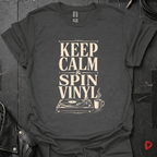 Keep Calm Spin Vinyl T-Shirt - Dark Heather - T-Shirt