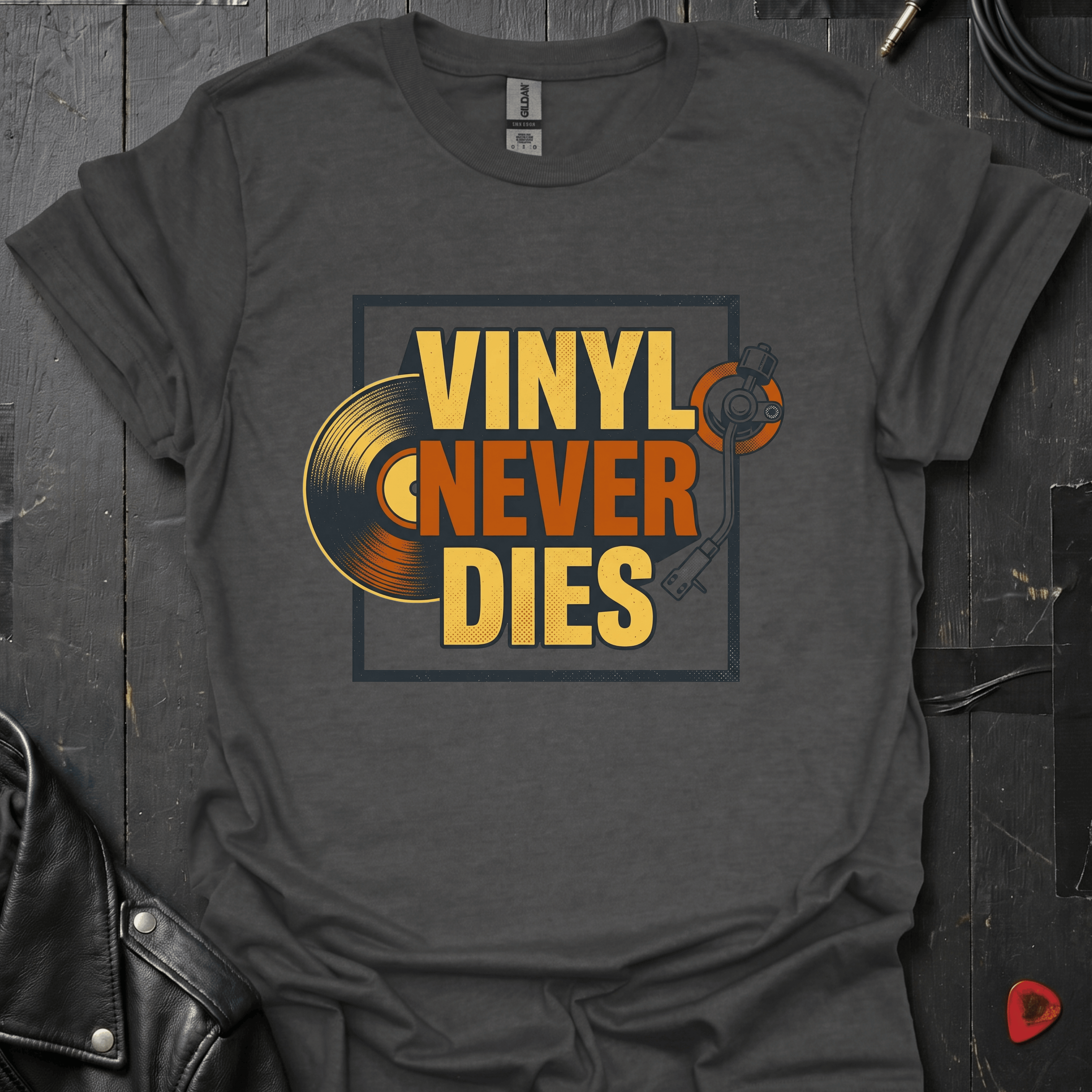 Vinyl Never Dies T-Shirt - Sport Grey - T-Shirt