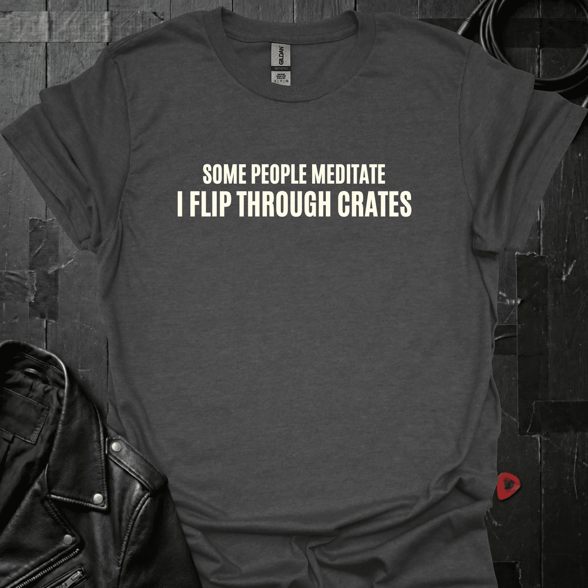 I Flip Through Crates T-Shirt - Dark Heather - T-Shirt