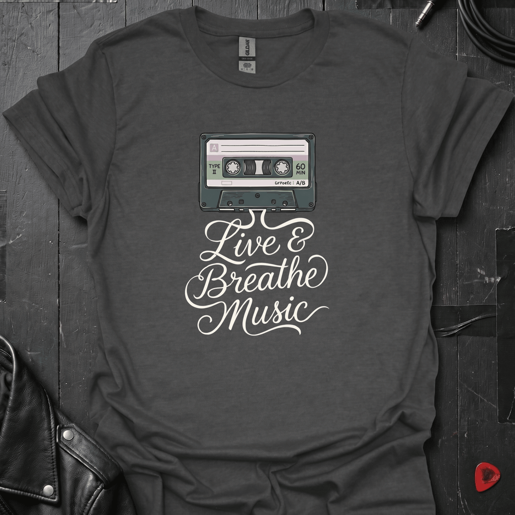 Live & Breath Music T-Shirt - Dark Heather - T-Shirt
