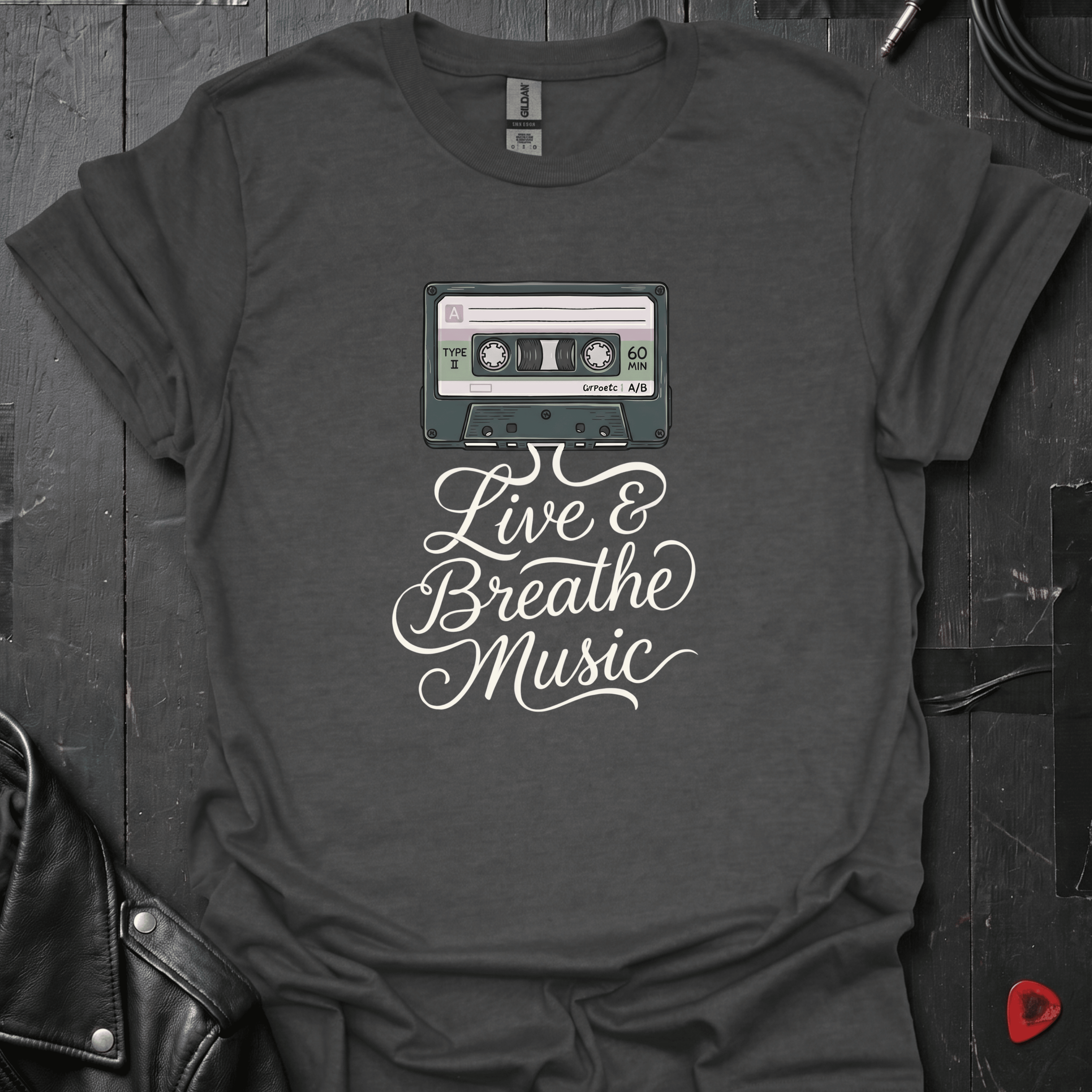 Live & Breath Music T-Shirt - Dark Heather - T-Shirt