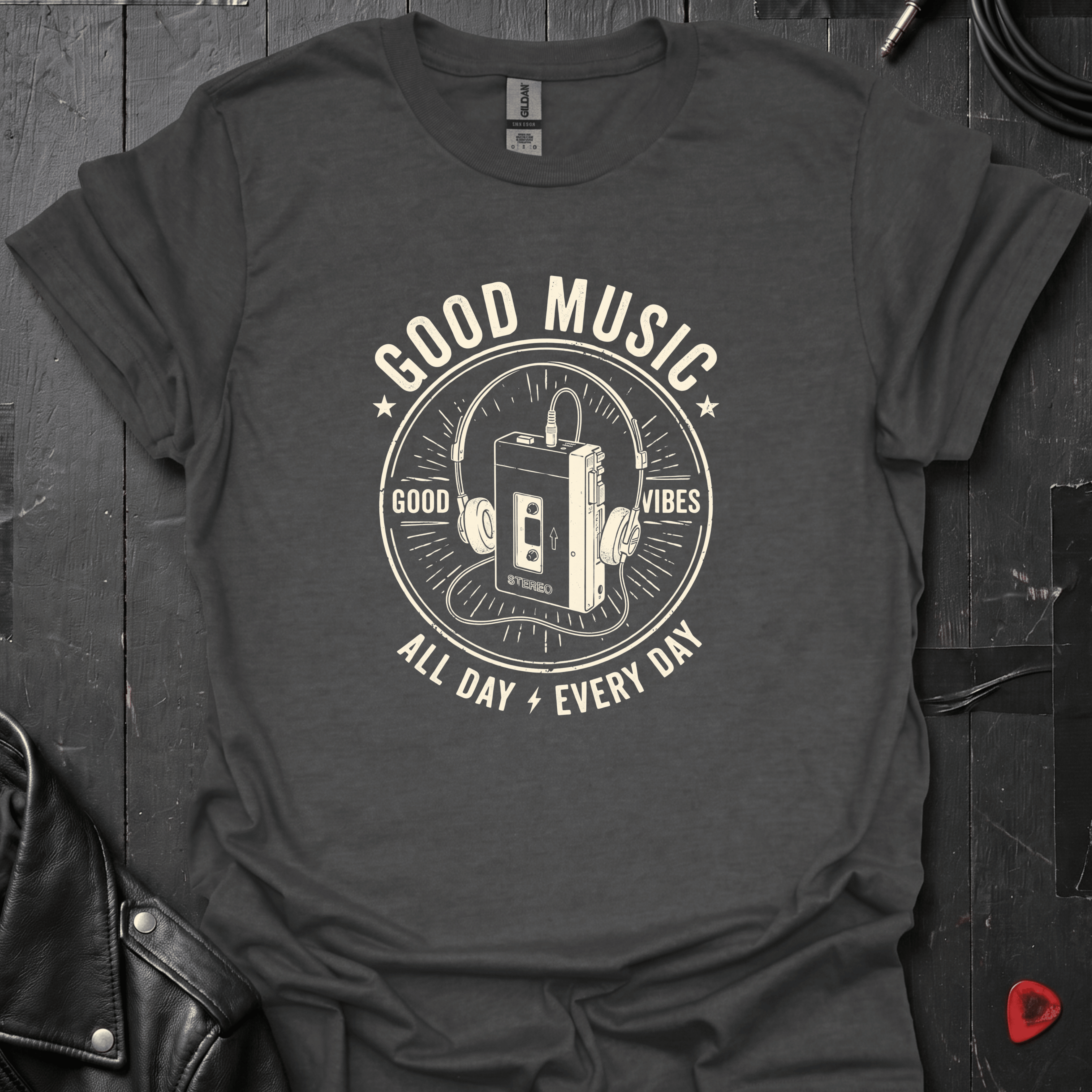 Good Music All Day T-Shirt - Dark Heather - T-Shirt