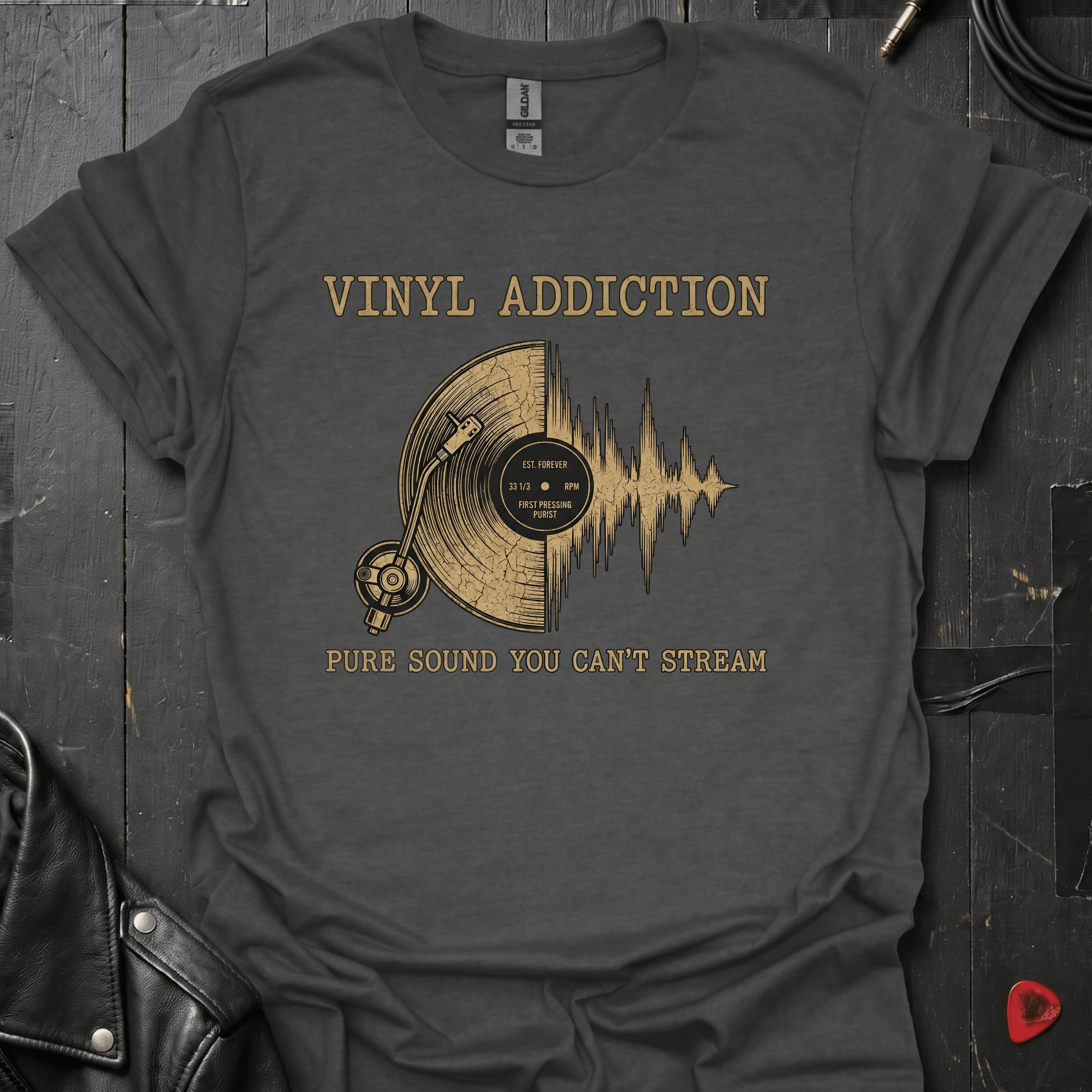 Vinyl Addiction T-Shirt - Dark Heather - T-Shirt