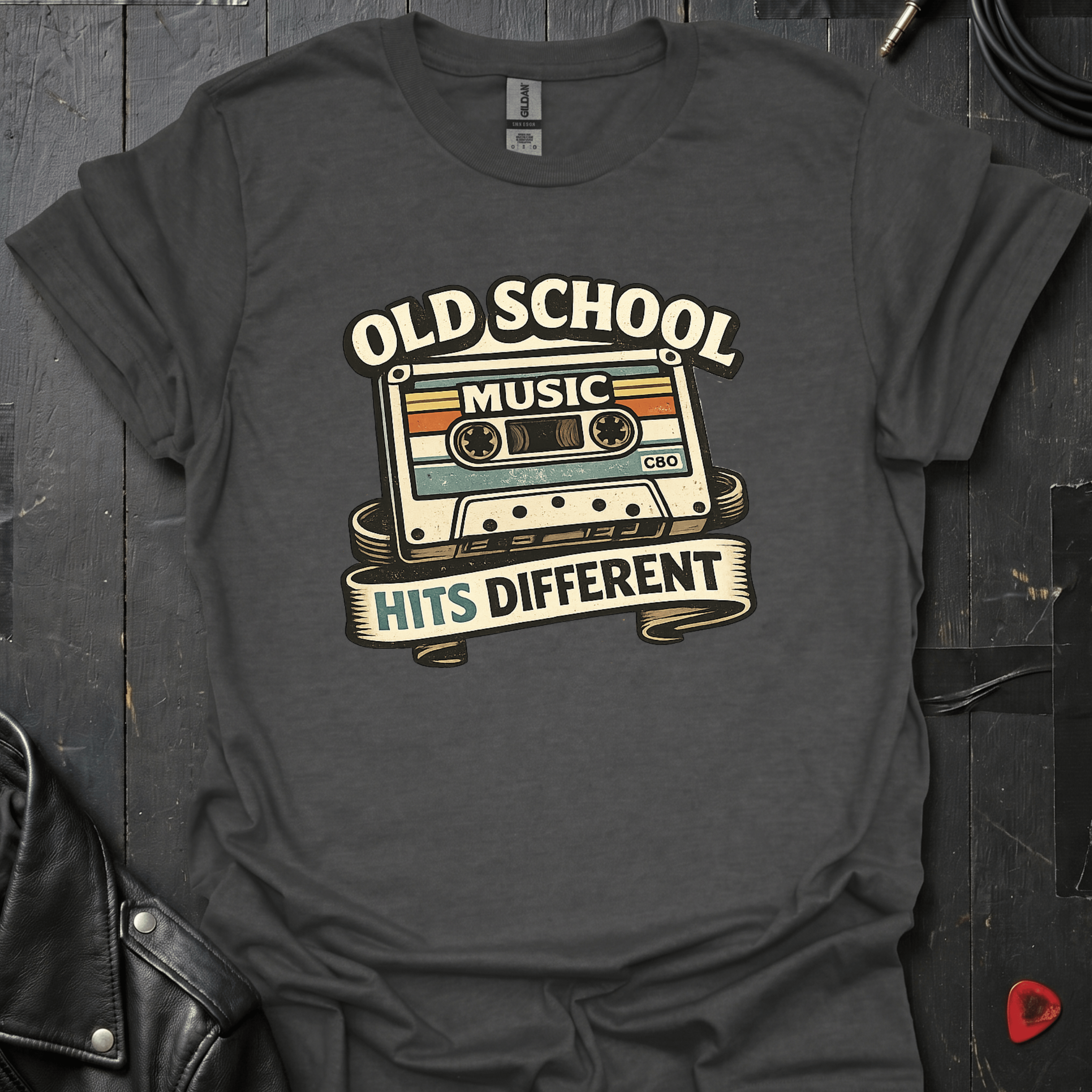 Old School Music T-Shirt - Dark Heather - T-Shirt