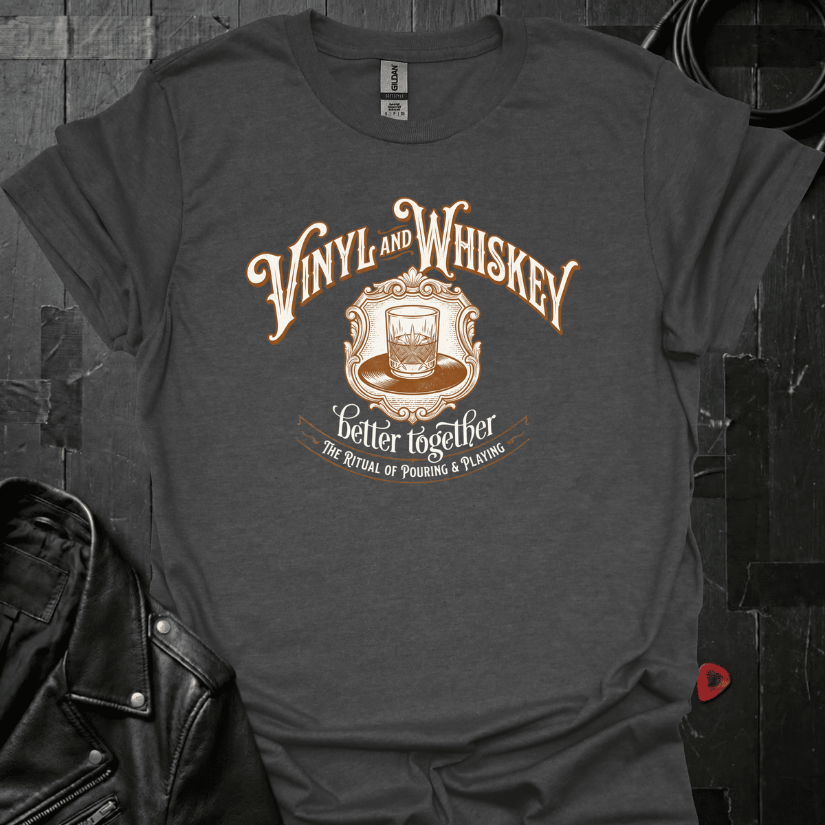 Vinyl & Whiskey T-Shirt - Dark Heather - T-Shirt