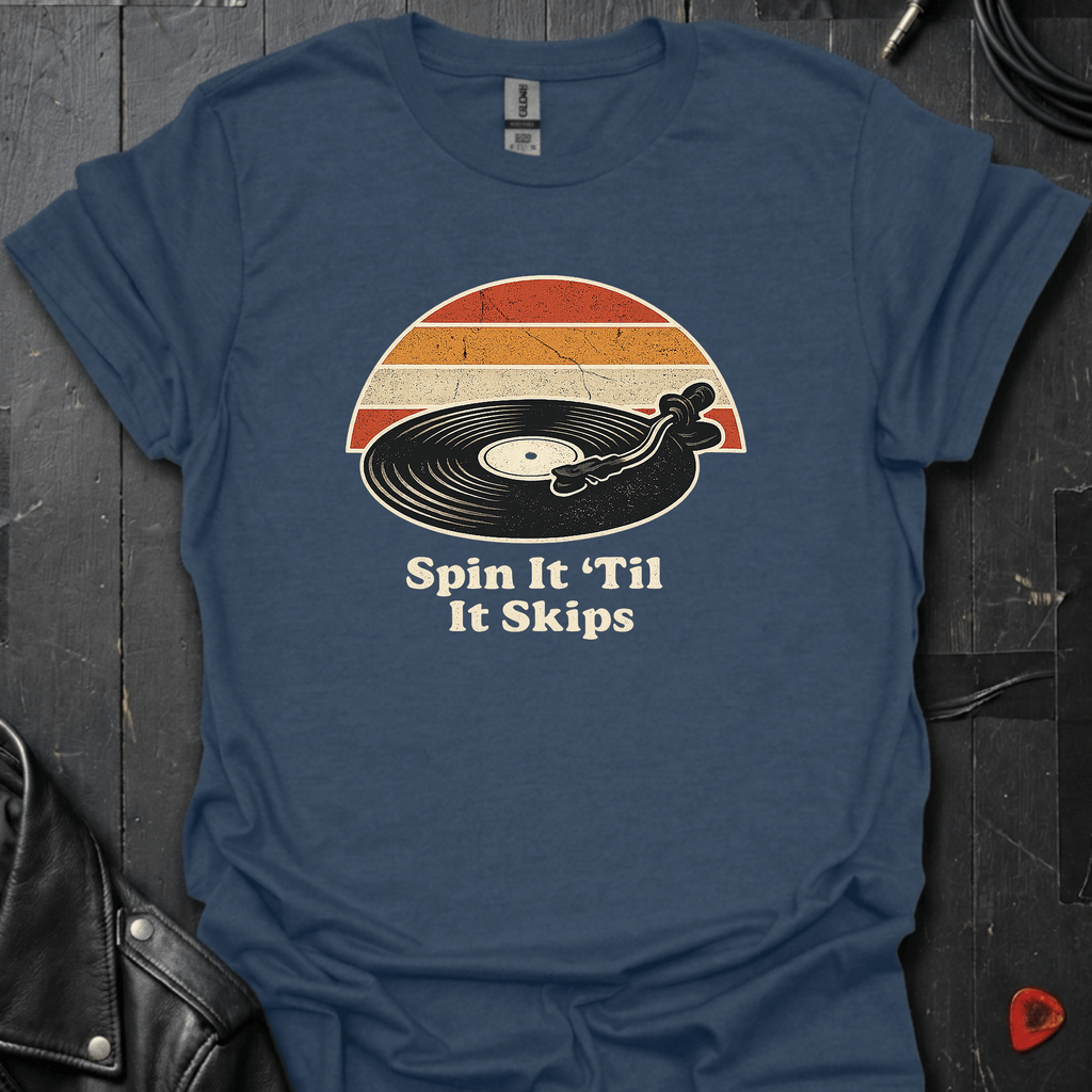 Spin It 'Til It Skips T-Shirt - Heather Navy - T-Shirt