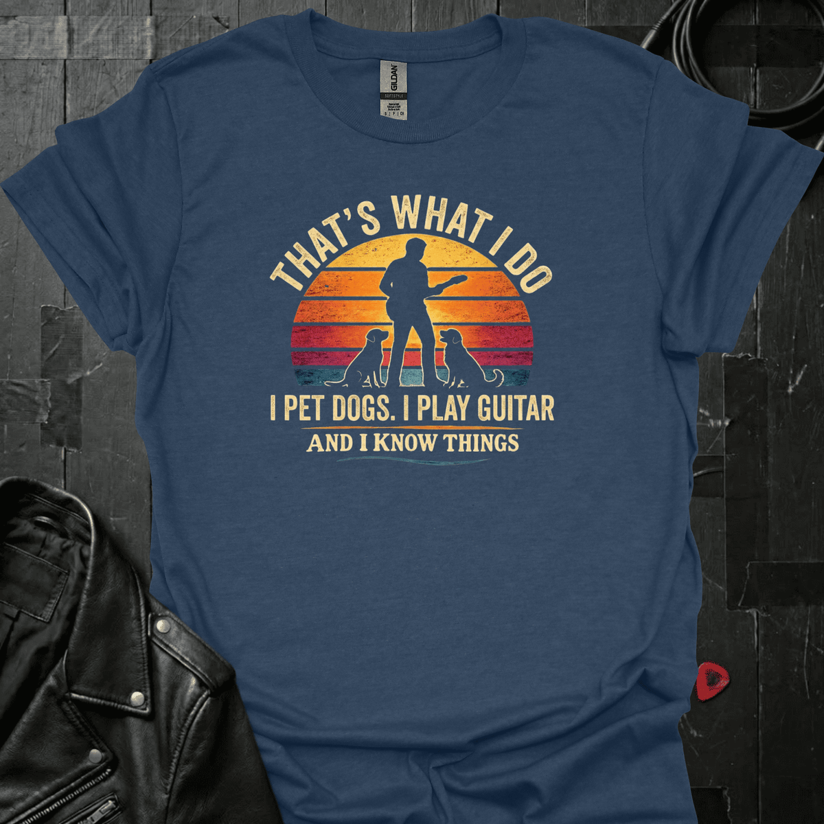 I Play Guitar And Know Things T-Shirt - Heather Navy - T-Shirt