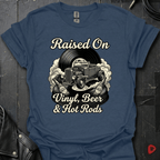Vinyl & Hot Rods T-Shirt - Heather Navy - T-Shirt