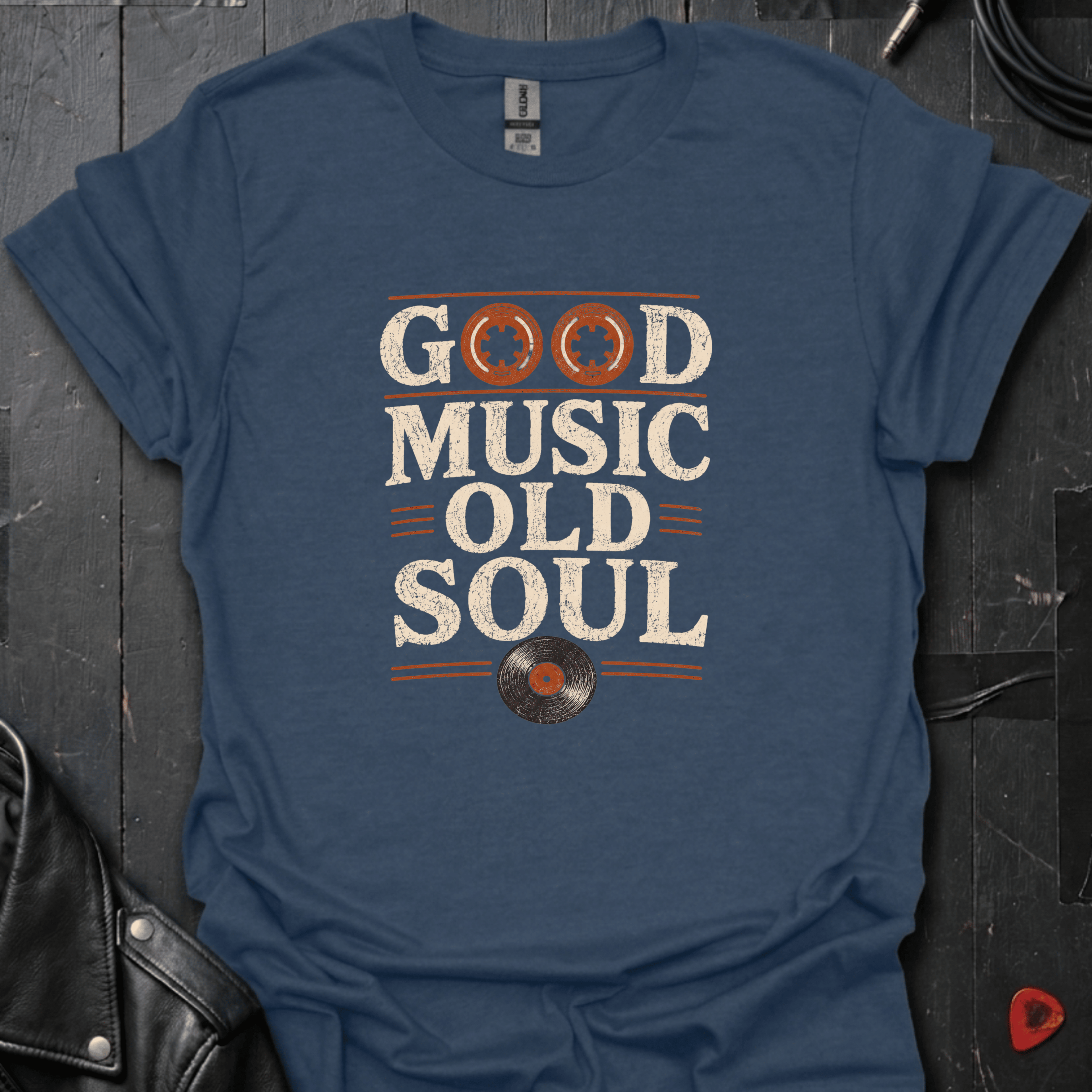 Good Music Old Soul T-Shirt - Heather Navy - T-Shirt