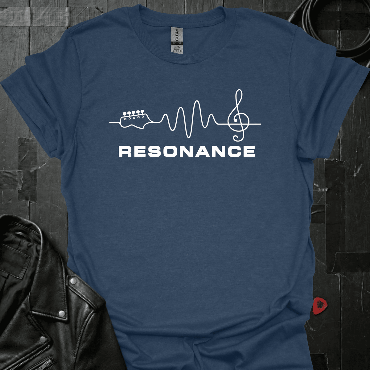Resonance Guitar Waveform T-Shirt - Heather Navy - T-Shirt
