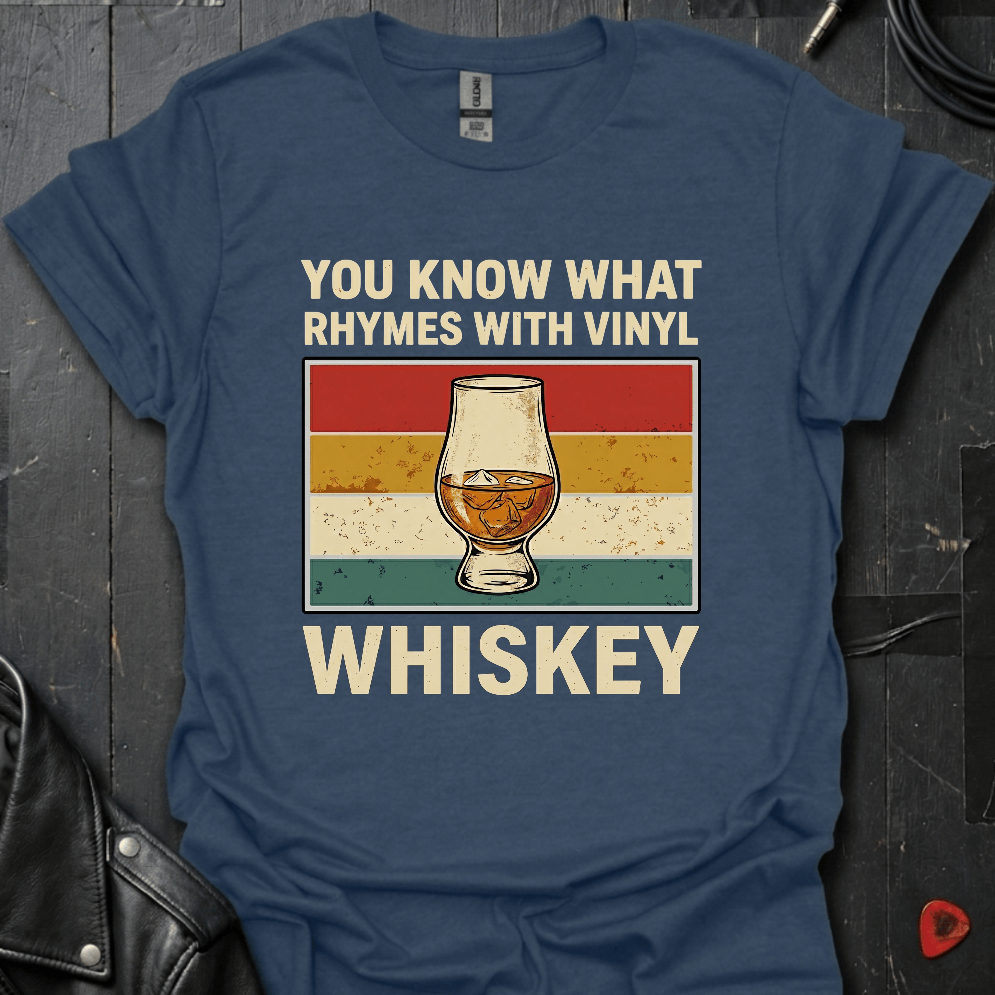 Rhymes With Vinyl T-Shirt - Heather Navy - T-Shirt