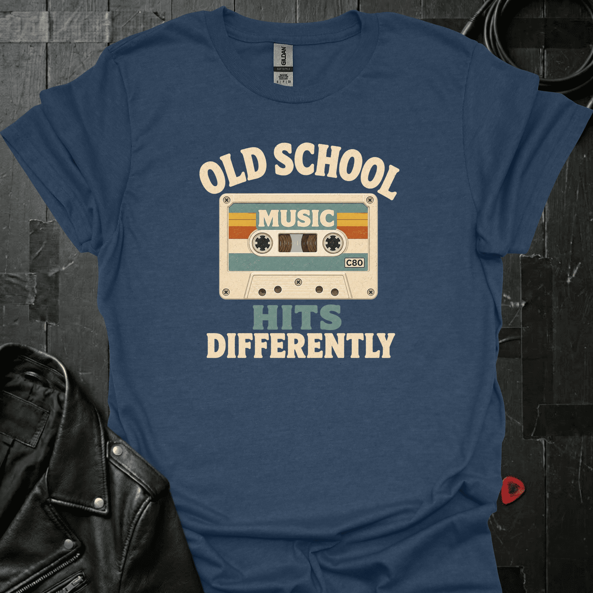 Old School Music T-Shirt - Heather Navy