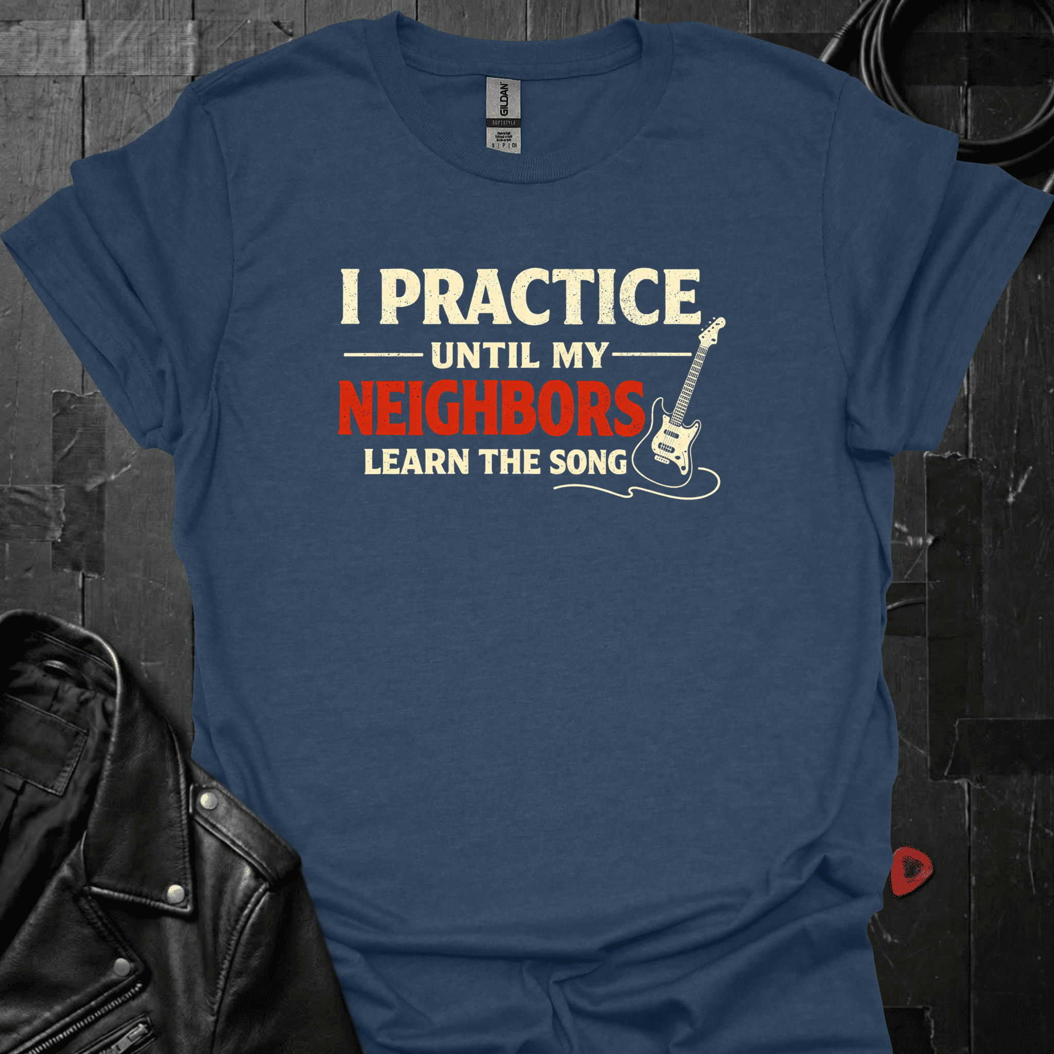 I Practice Guitar Until T-Shirt - Heather Navy - T-Shirt