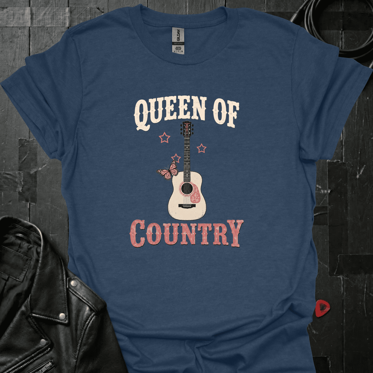 Queen Of Country T-Shirt - Heather Navy - T-Shirt