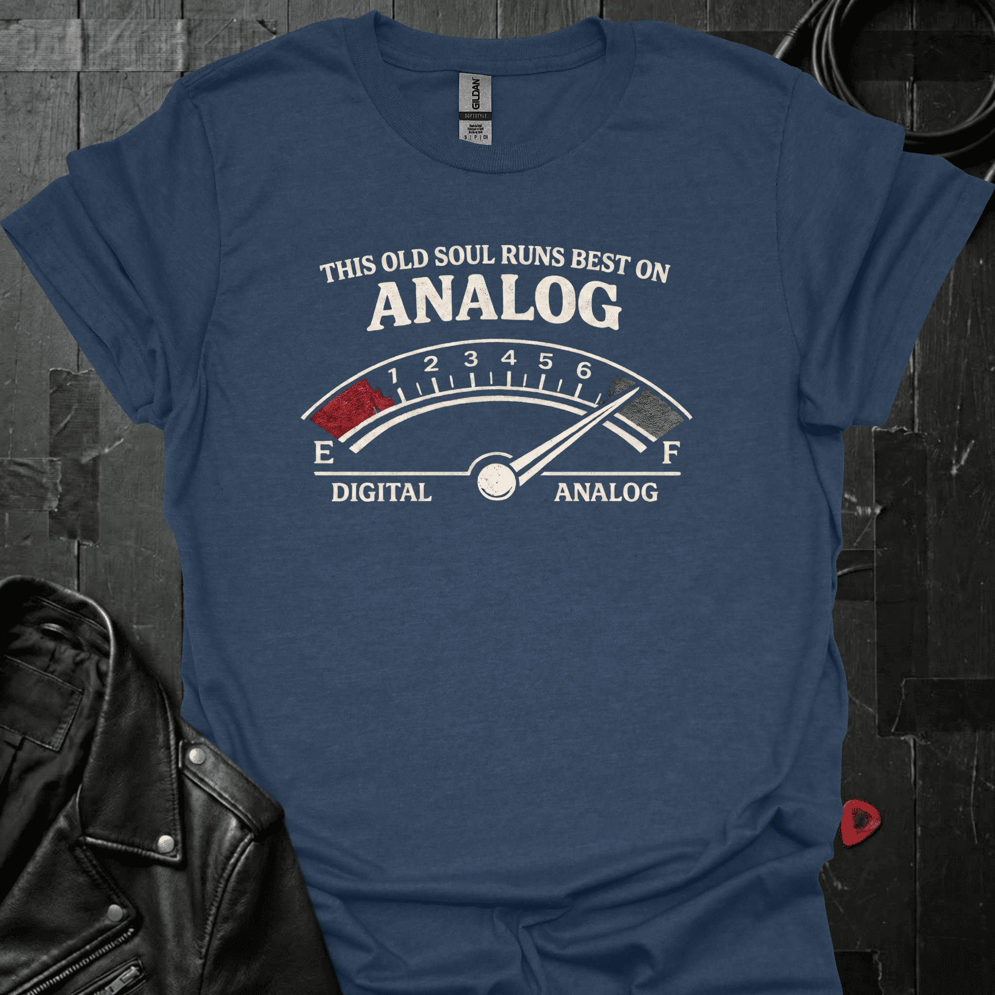 Runs Best On Analog T-Shirt - Heather Navy - T-Shirt
