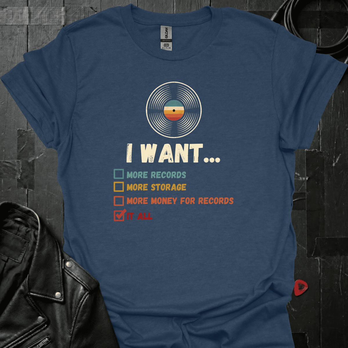 I Want It All T-Shirt - Heather Navy - T-Shirt