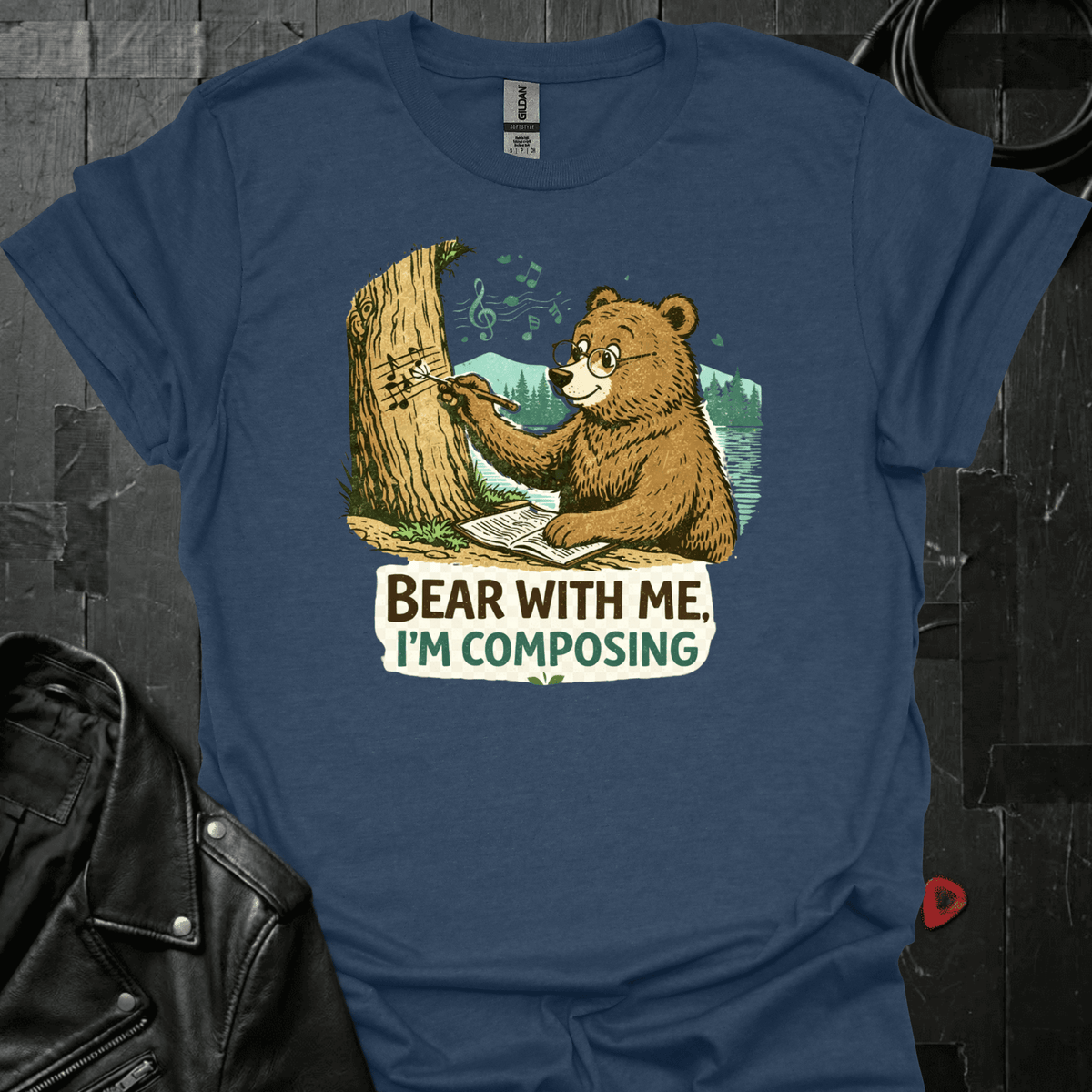 Bear With Me T-Shirt - Heather Navy - T-Shirt