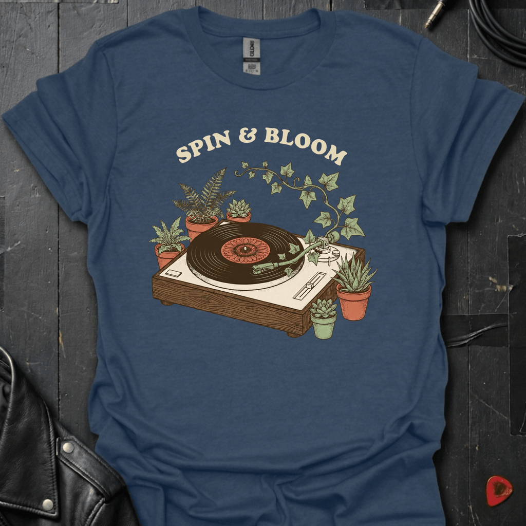Spin & Bloom T-Shirt - Heather Navy - T-Shirt