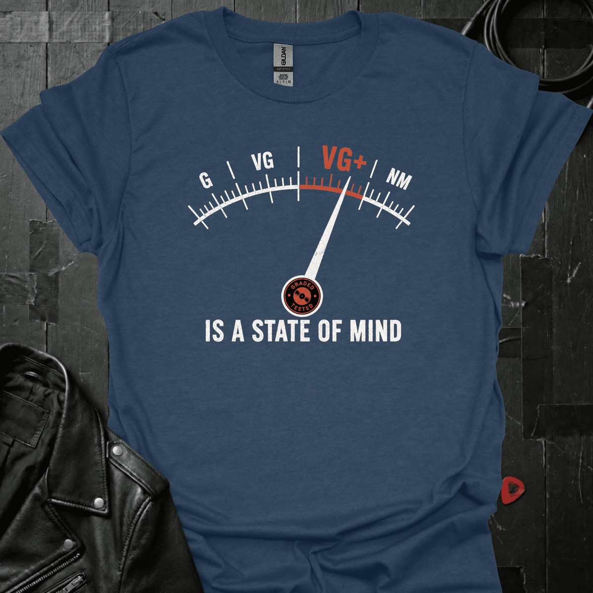 VG+ Vinyl Collector T-Shirt - Heather Navy - T-Shirt