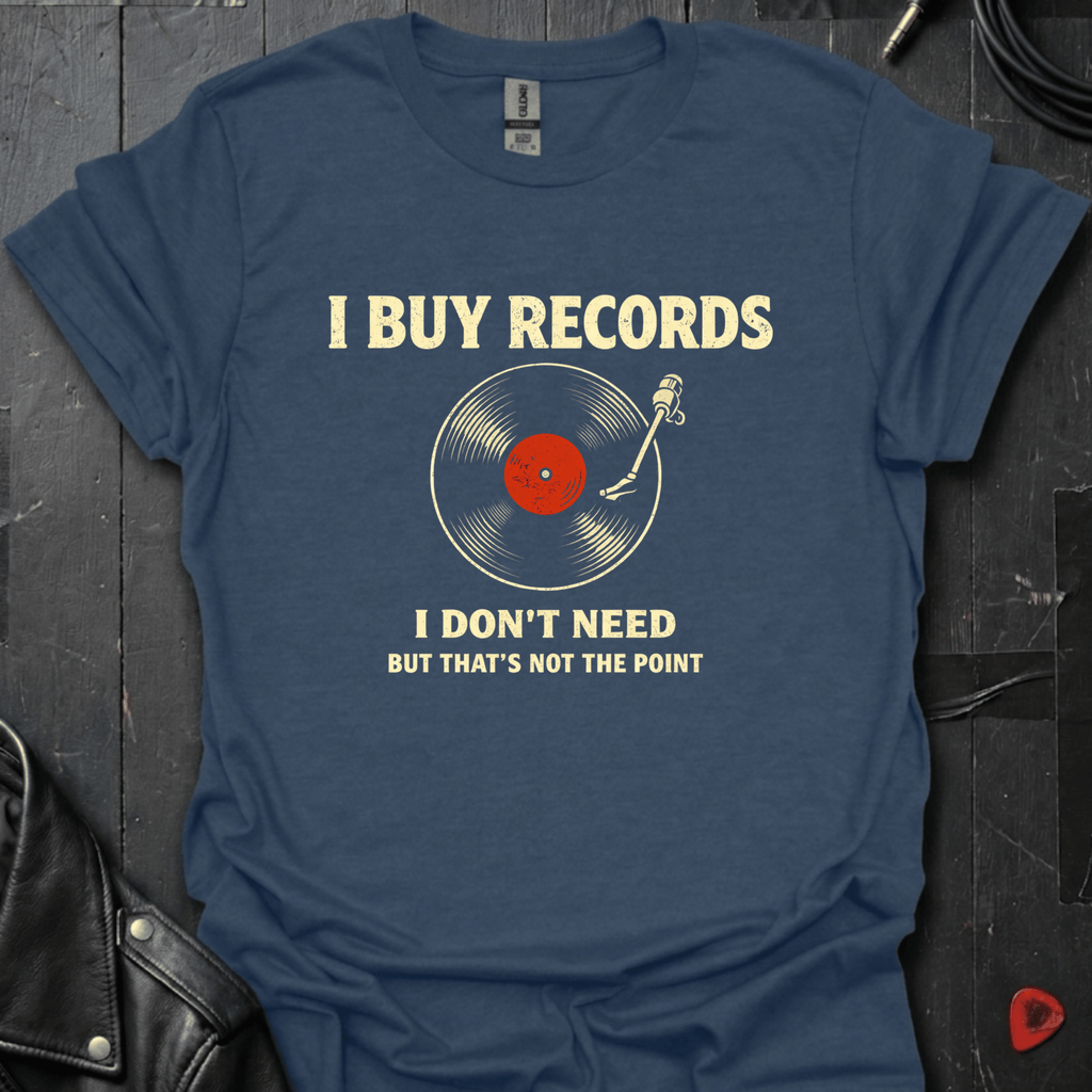 I Buy Records T-Shirt - Heather Navy - T-Shirt