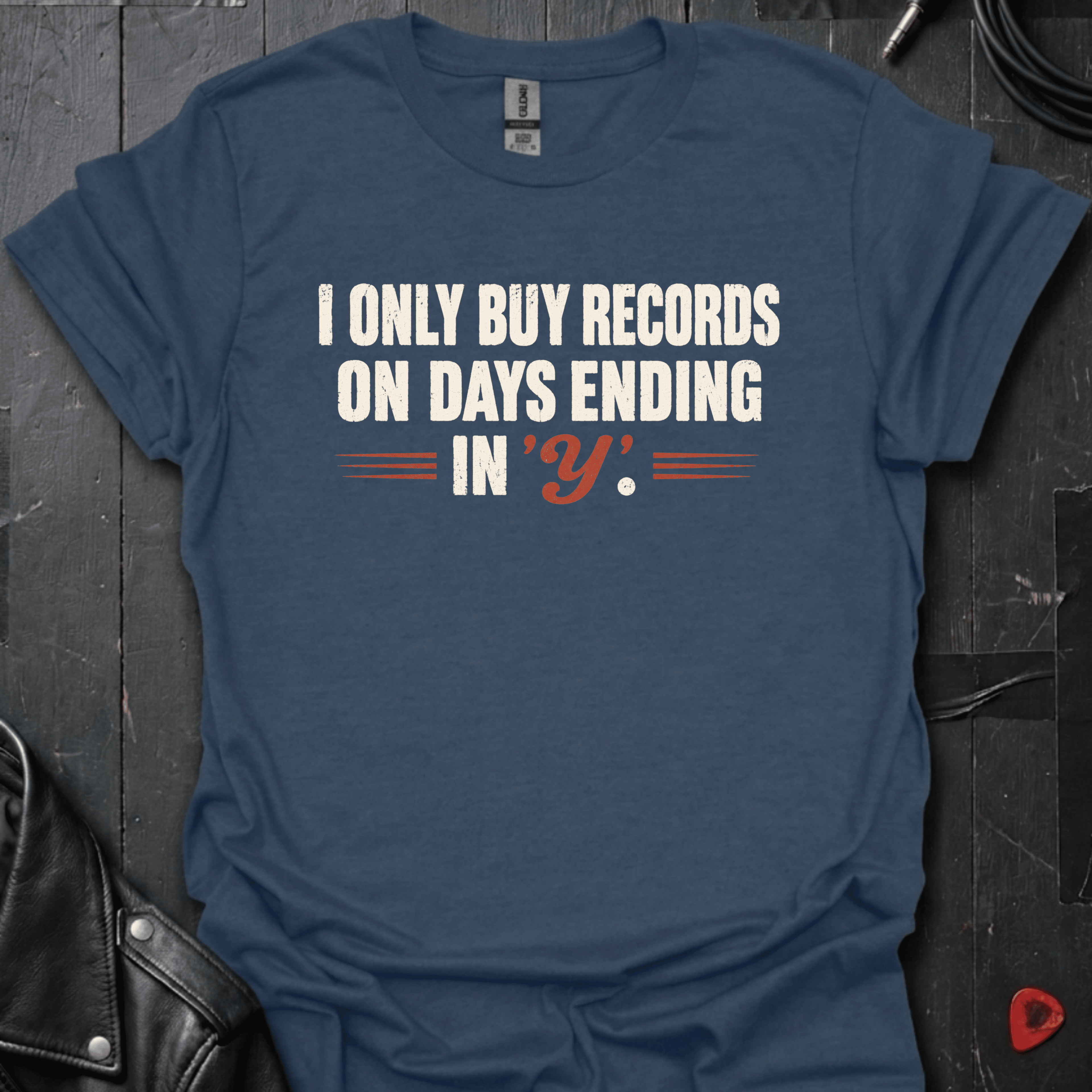 Vinyl Every Day T-Shirt - Heather Navy - T-Shirt
