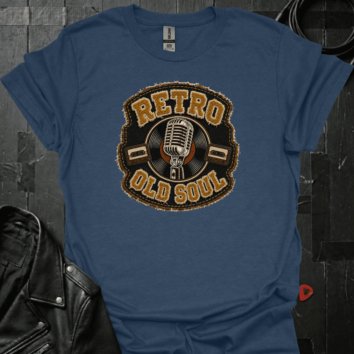 Retro Old Soul T-Shirt - Heather Navy - T-Shirt