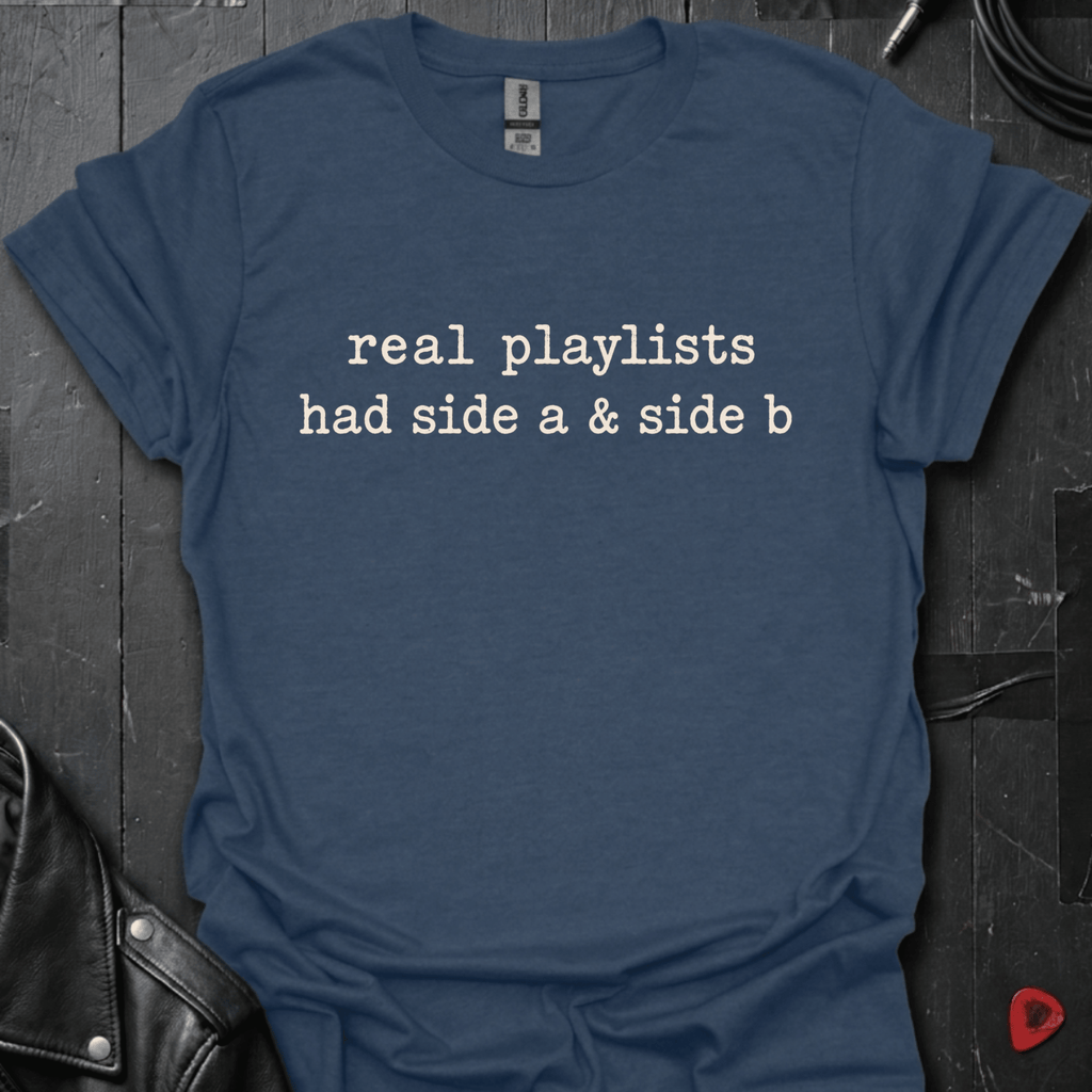 Real Playlists T-Shirt - Heather Navy - T-Shirt