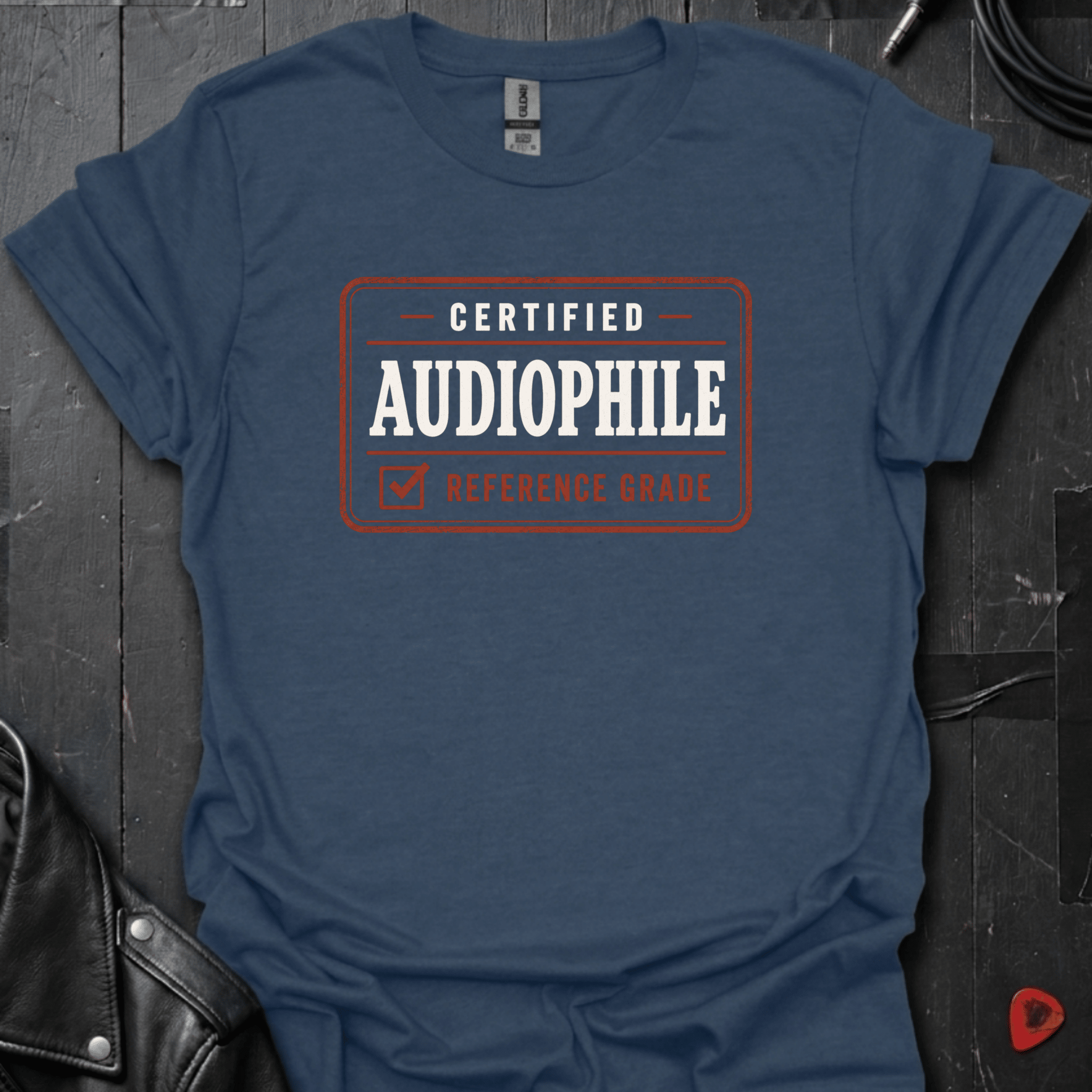 Certified Audiophile T-Shirt | Reference Grade Music Tee - Heather Navy - T-Shirt
