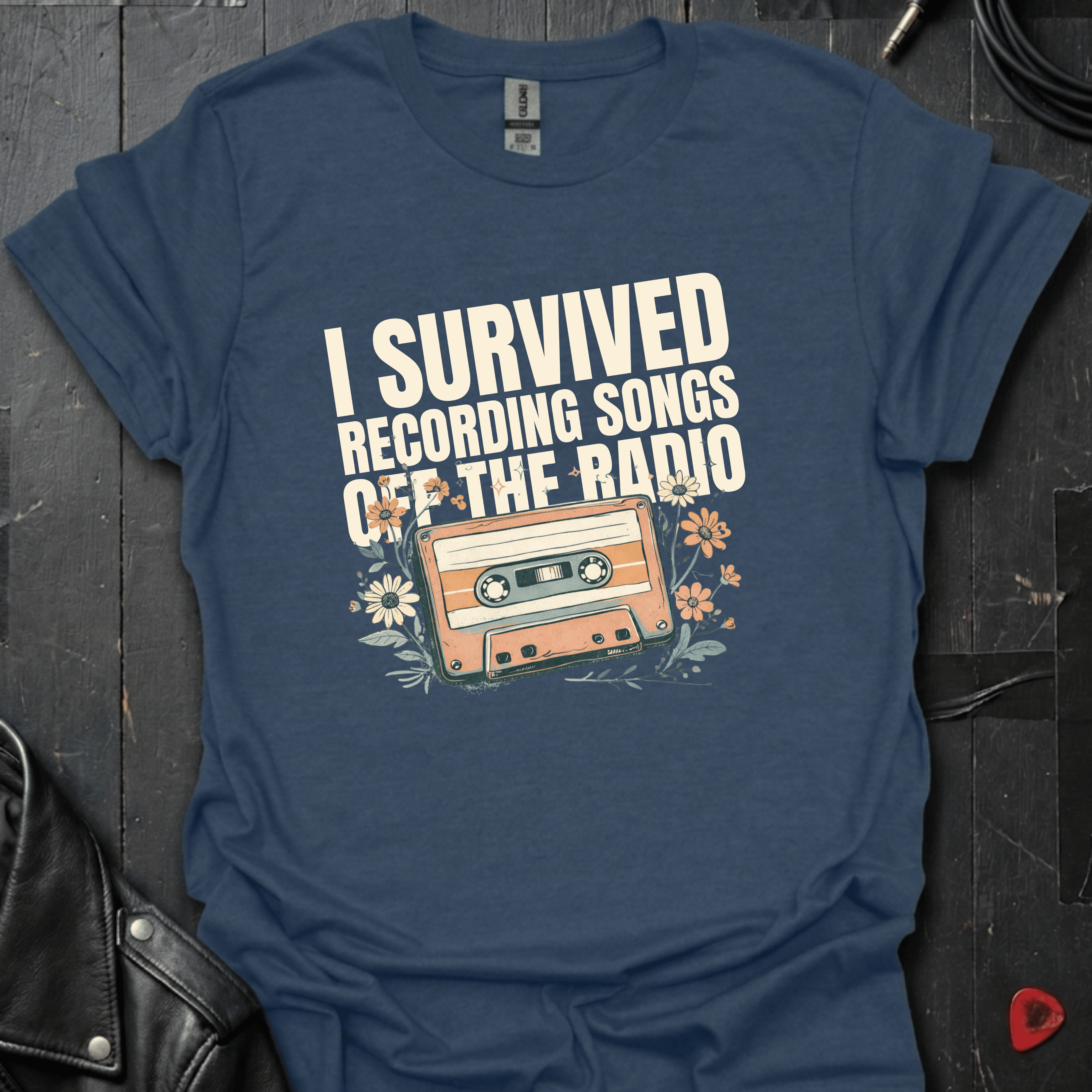 I Survived Recording Songs T-Shirt - Heather Navy - T-Shirt