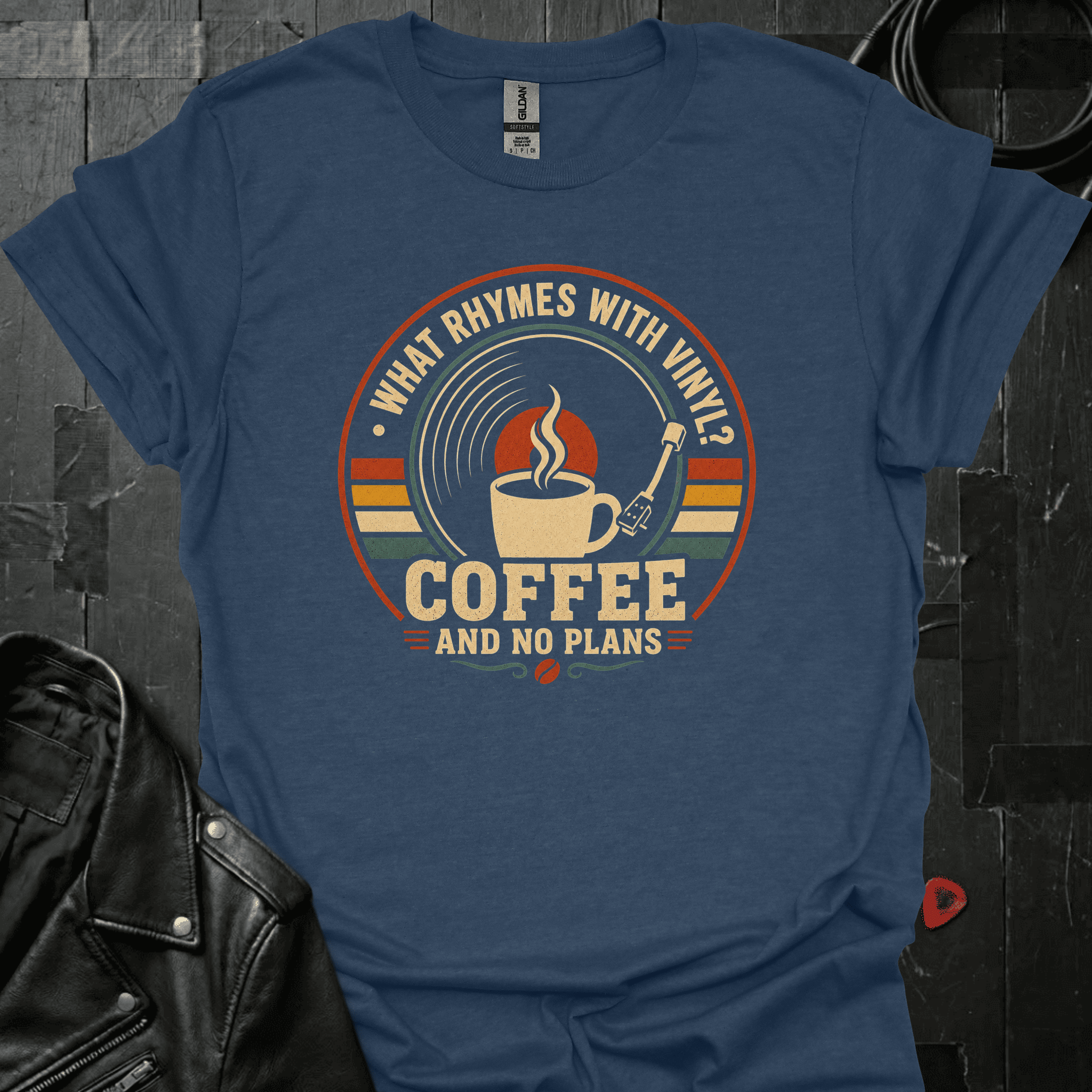 Coffee Rhymes With Vinyl T-Shirt - Heather Navy - T-Shirt